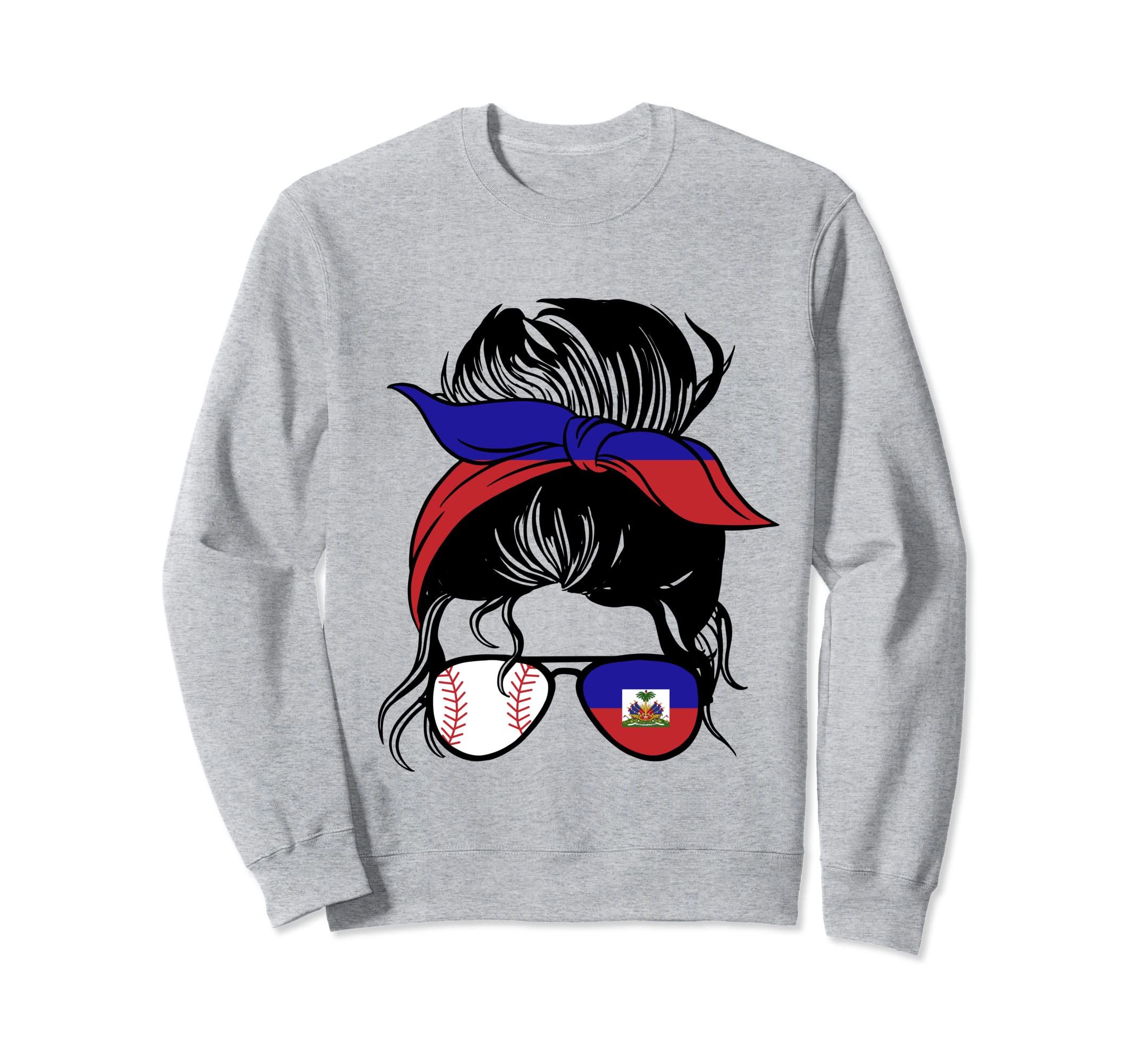 Haitian Baseball Mom Haiti Sweatshirt - Casual Everyday Wear Men Women - T-Shirt, Sweatshirt, Hoodie