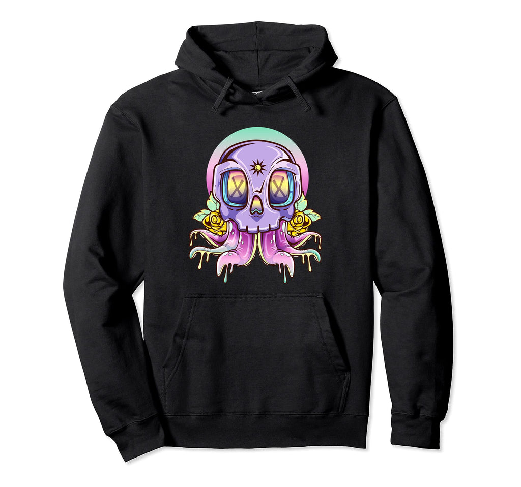 Kawaii Pastel Goth Creepy Skull Octopus Hoodie - Fun Novelty Design Unisex - T-Shirt, Sweatshirt, Hoodie
