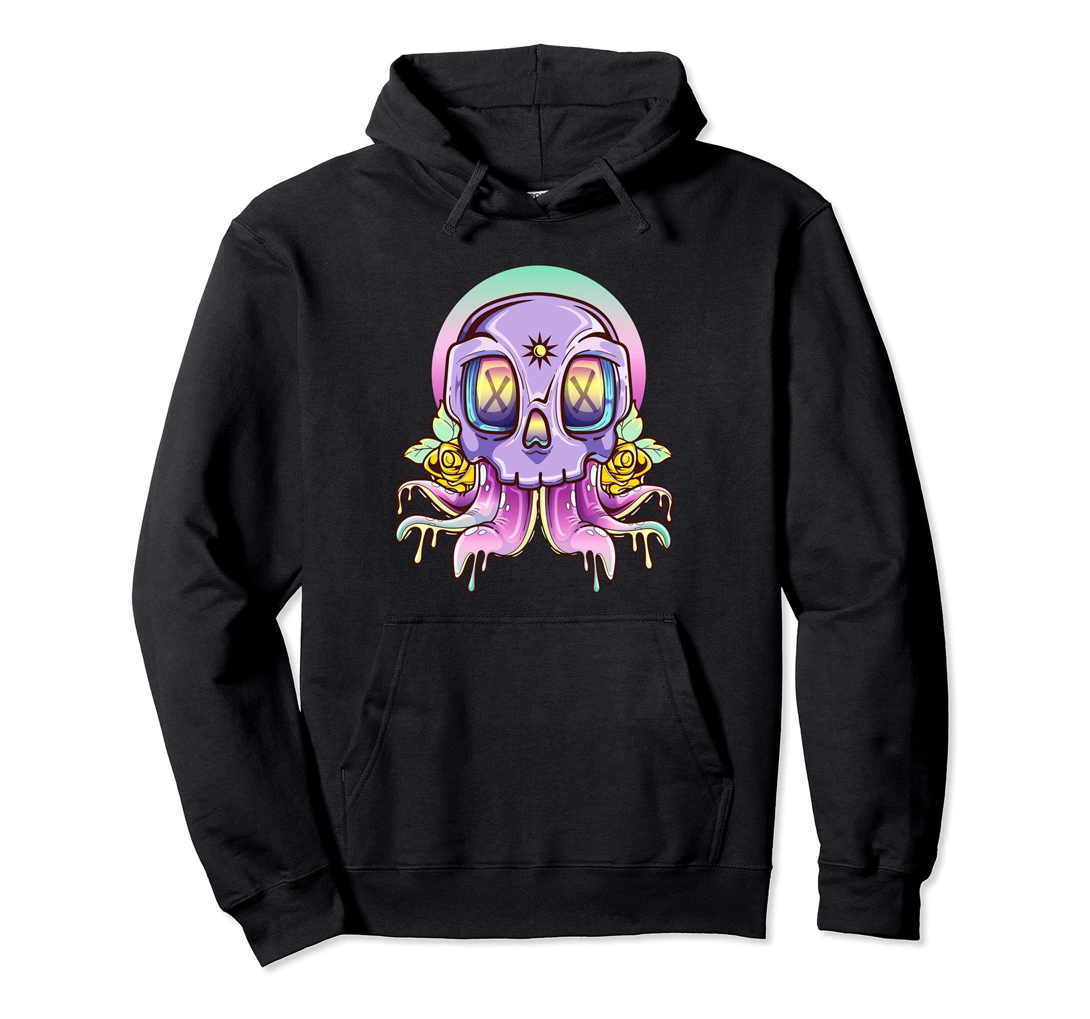 Kawaii Pastel Goth Creepy Skull Octopus Hoodie - Fun Novelty Design Unisex - T-Shirt, Sweatshirt, Hoodie
