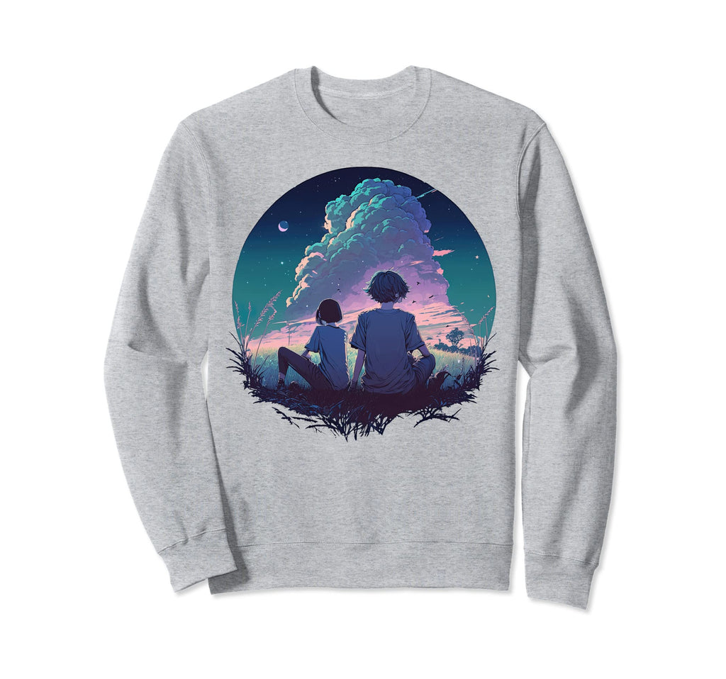 Vaporwave Anime Couple Japanese Sweatshirt - Graphic Print Men Women - T-Shirt, Sweatshirt, Hoodie
