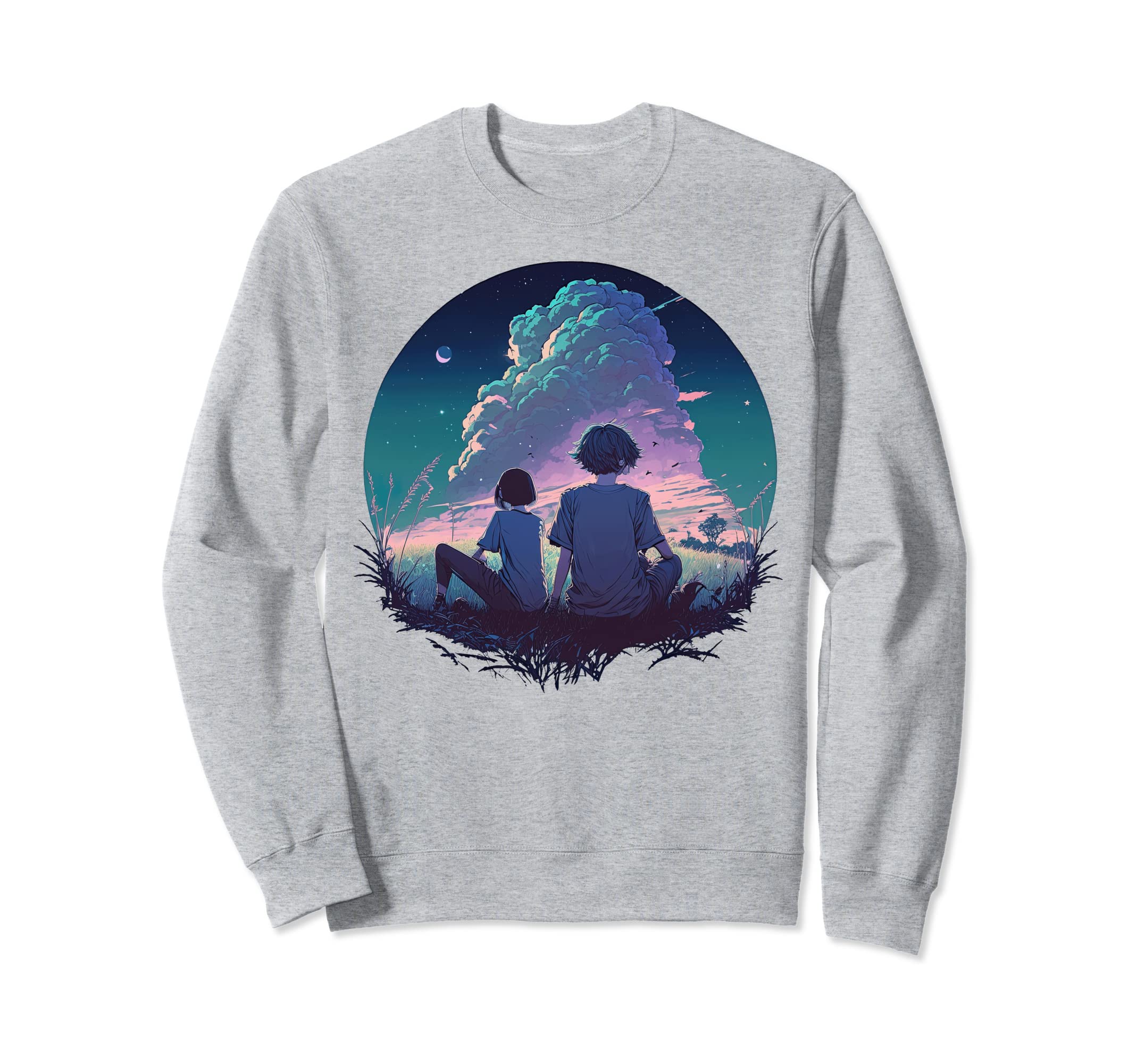 Vaporwave Anime Couple Japanese Sweatshirt - Graphic Print Men Women - T-Shirt, Sweatshirt, Hoodie