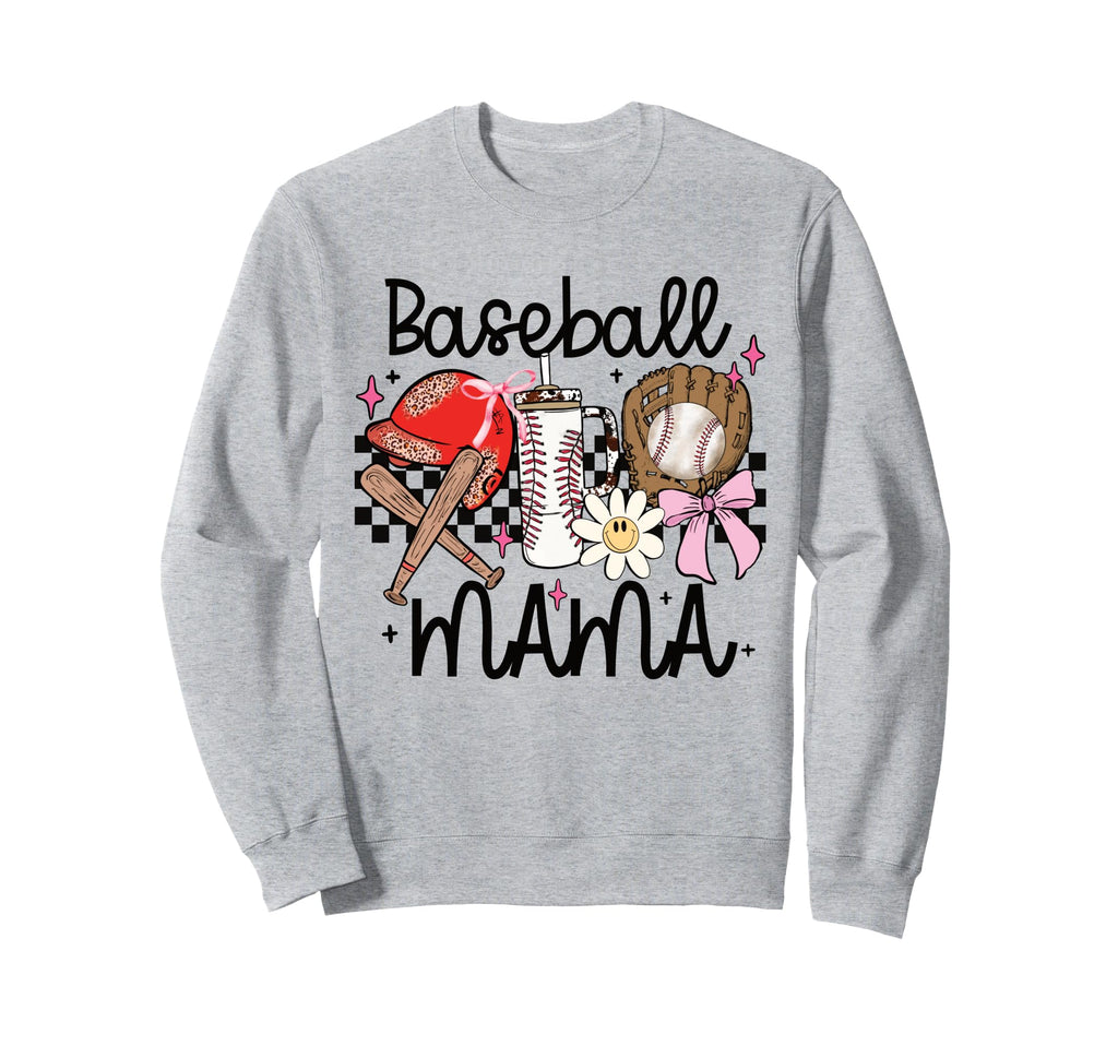 Baseball Mama Leopard Helmet Bat Glove Sweatshirt - Trendy Graphic Unisex - T-Shirt, Sweatshirt, Hoodie