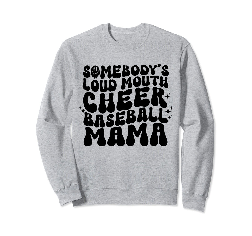 Somebodys Loud Mouth Baseball Mama Groovy Sweatshirt - Graphic Print Unisex - T-Shirt, Sweatshirt, Hoodie