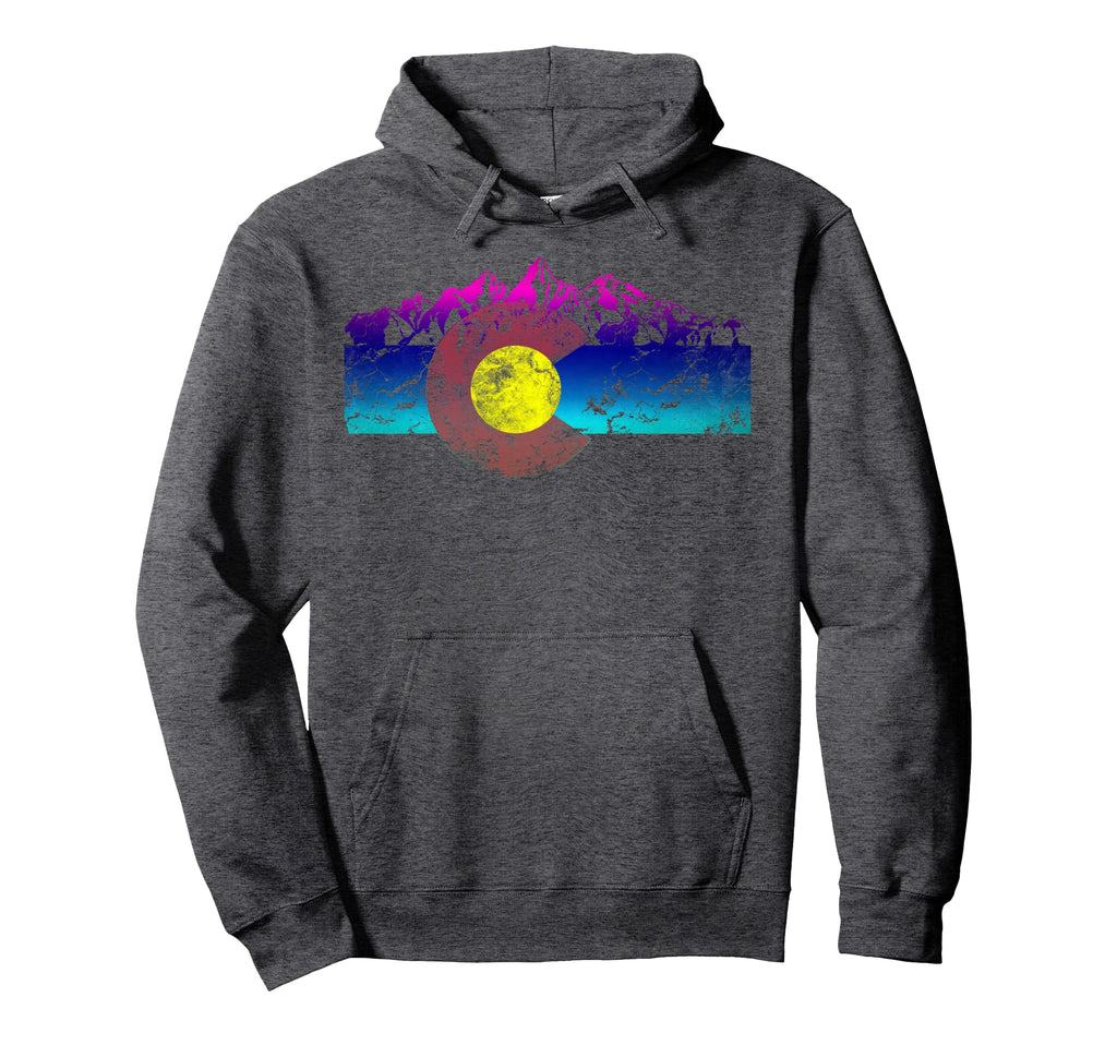 Colorado Flag Mountains Distressed Hoodie - Aesthetic Graphic Unisex - T-Shirt, Sweatshirt, Hoodie