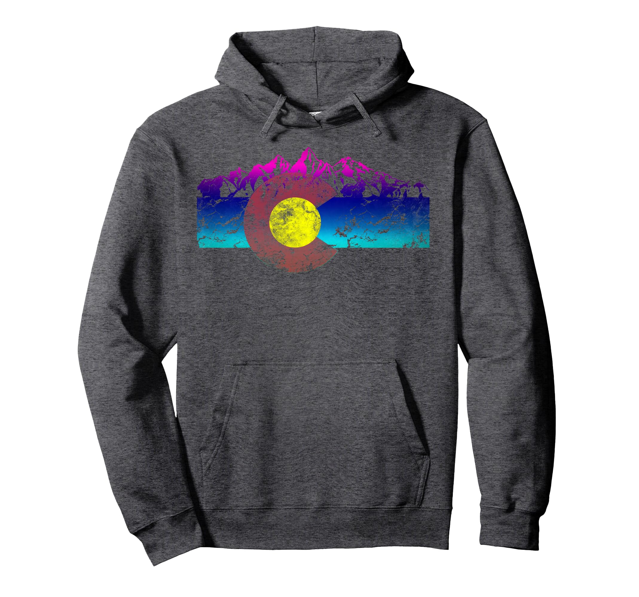 Colorado Flag Mountains Distressed Hoodie - Aesthetic Graphic Unisex - T-Shirt, Sweatshirt, Hoodie