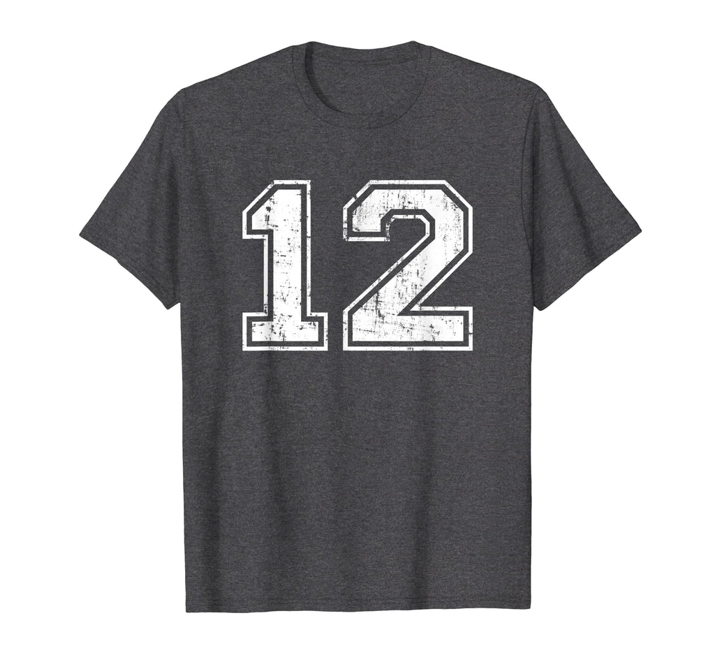 Number 12 Varsity Distressed Sports Team T-Shirt - Streetwear Style Unisex - T-Shirt, Sweatshirt, Hoodie