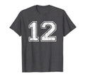 Number 12 Varsity Distressed Sports Team T-Shirt - Streetwear Style Unisex - T-Shirt, Sweatshirt, Hoodie