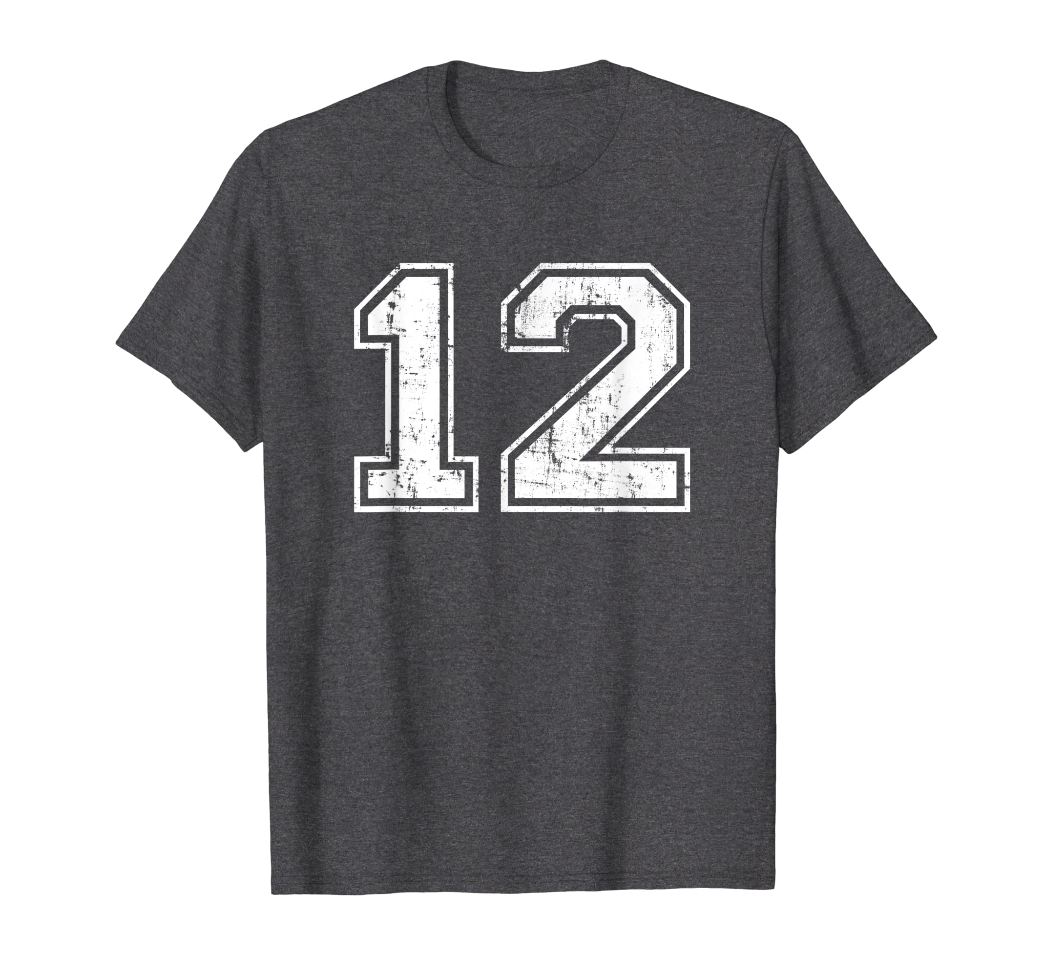 Number 12 Varsity Distressed Sports Team T-Shirt - Streetwear Style Unisex - T-Shirt, Sweatshirt, Hoodie