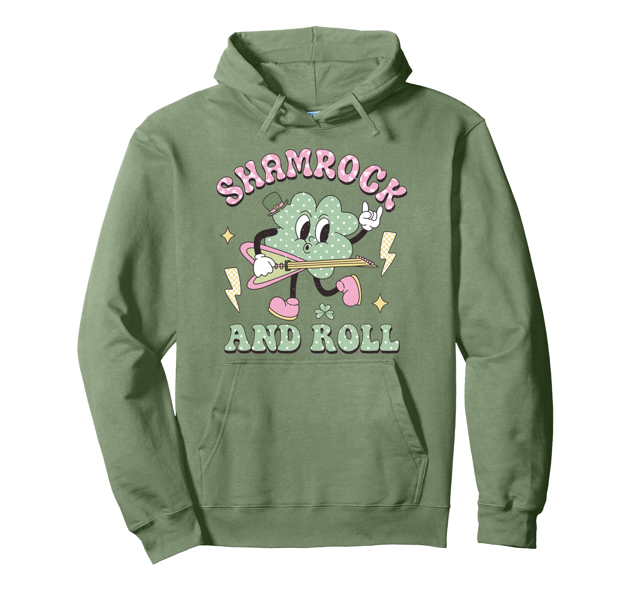 Shamrock And Roll Saint Patricks Day Rock Hoodie - Unique Graphic Unisex - T-Shirt, Sweatshirt, Hoodie