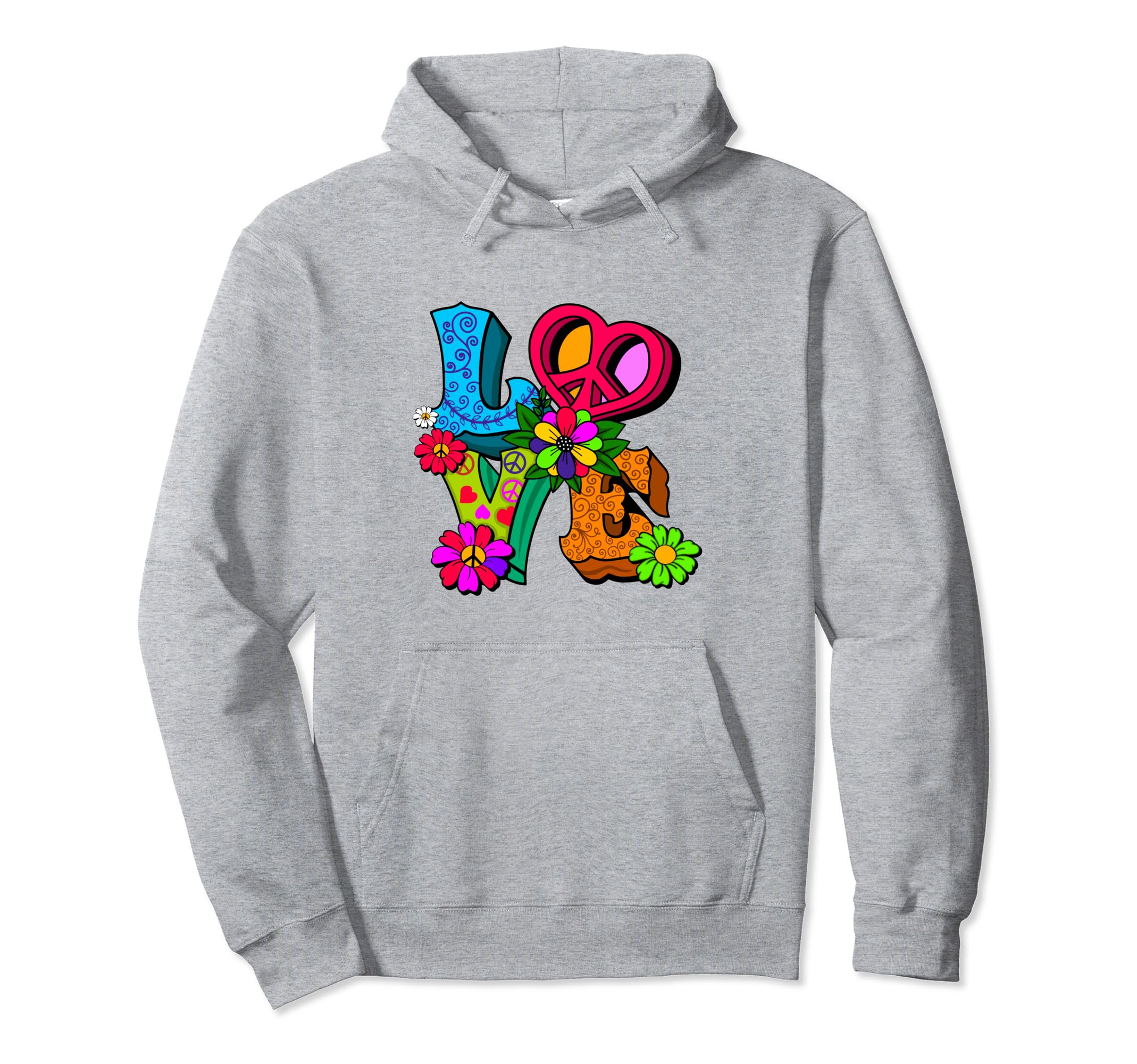 Flower Power Hippie Groovy Love Peace Hoodie - Trendy Graphic Men Women - T-Shirt, Sweatshirt, Hoodie