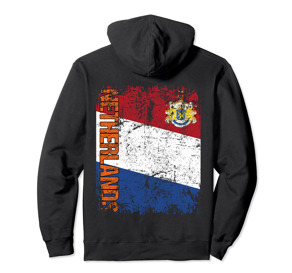 Netherlands Flag Distressed Hoodie - Aesthetic Graphic for Adults - T-Shirt, Sweatshirt, Hoodie