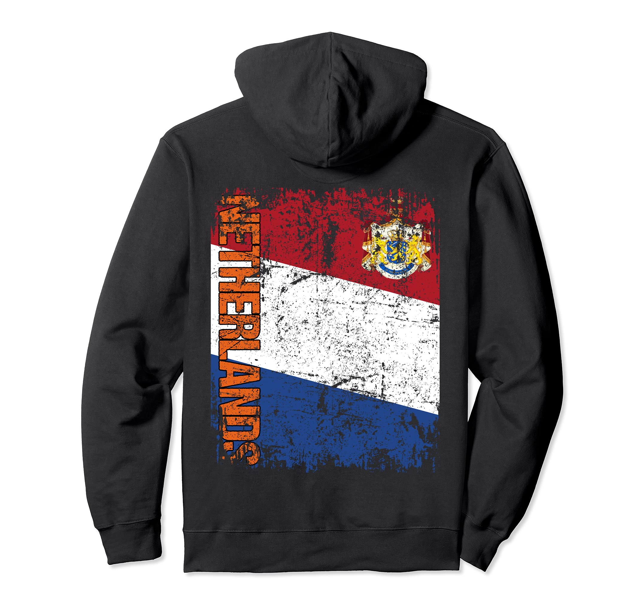 Netherlands Flag Distressed Hoodie - Aesthetic Graphic for Adults - T-Shirt, Sweatshirt, Hoodie