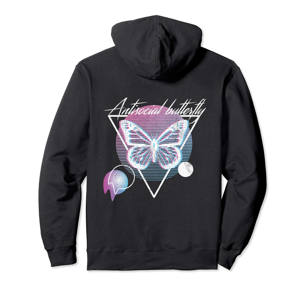 Antisocial Butterfly Vaporwave Aesthetic Hoodie - Streetwear Style Unisex - T-Shirt, Sweatshirt, Hoodie