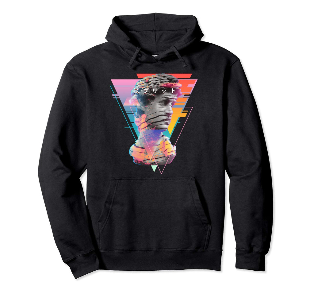 Vaporwave Statue David Bust Sections Hoodie - Unique Graphic for Adults - T-Shirt, Sweatshirt, Hoodie