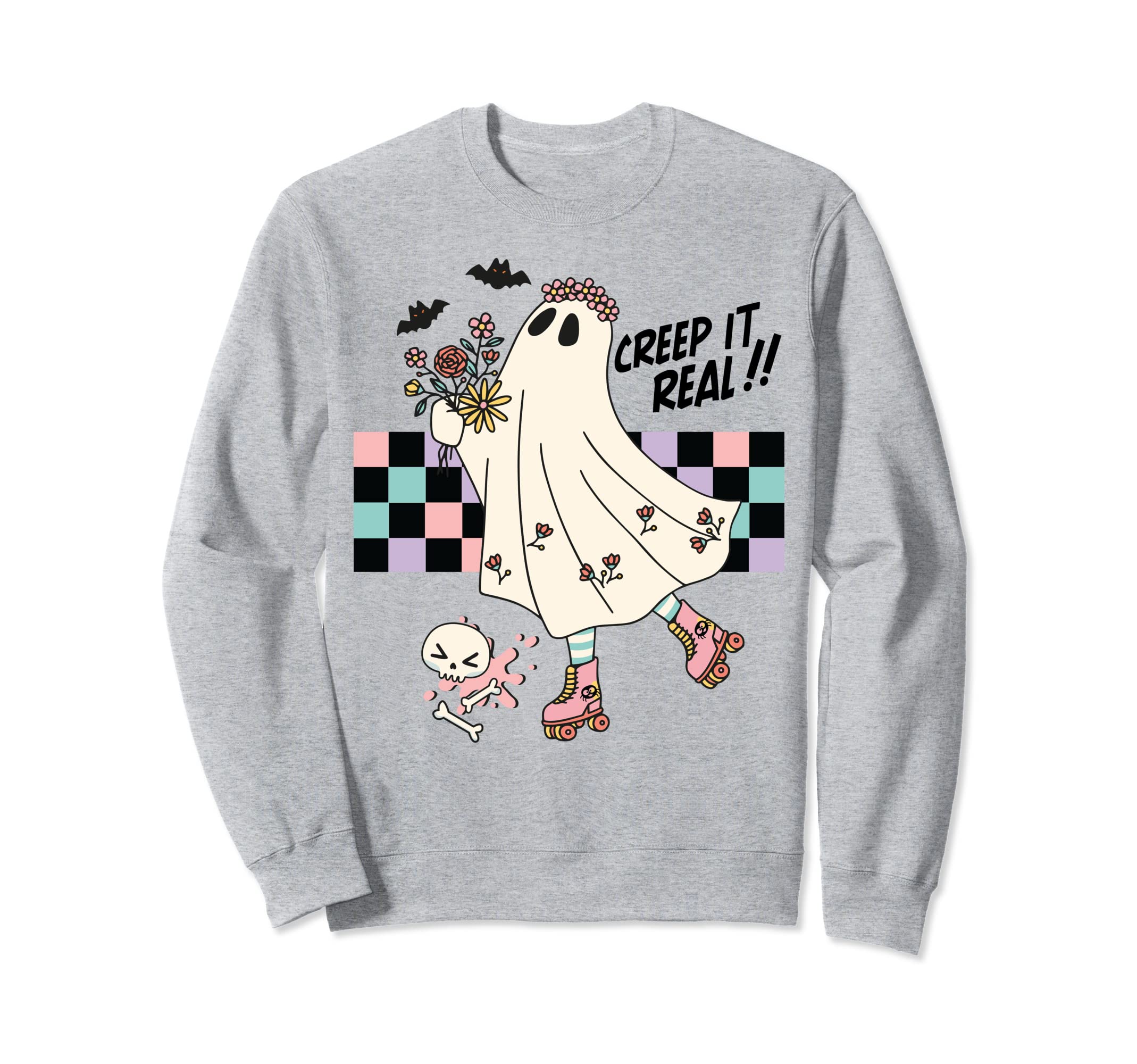 Roller Skate Spooky Creep It Real Sweatshirt - Minimalist Print for Adults - T-Shirt, Sweatshirt, Hoodie