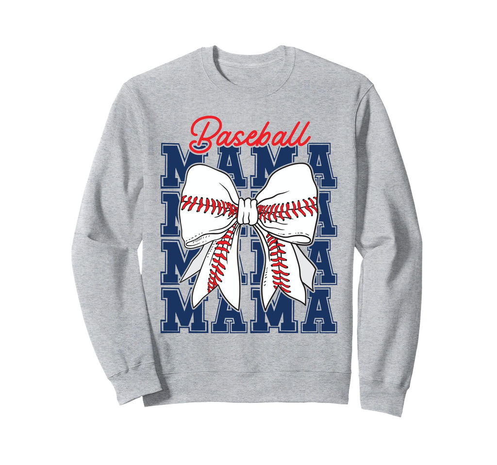 Baseball Mama Coquette Bow Sweatshirt - Casual Everyday Wear Men Women - T-Shirt, Sweatshirt, Hoodie
