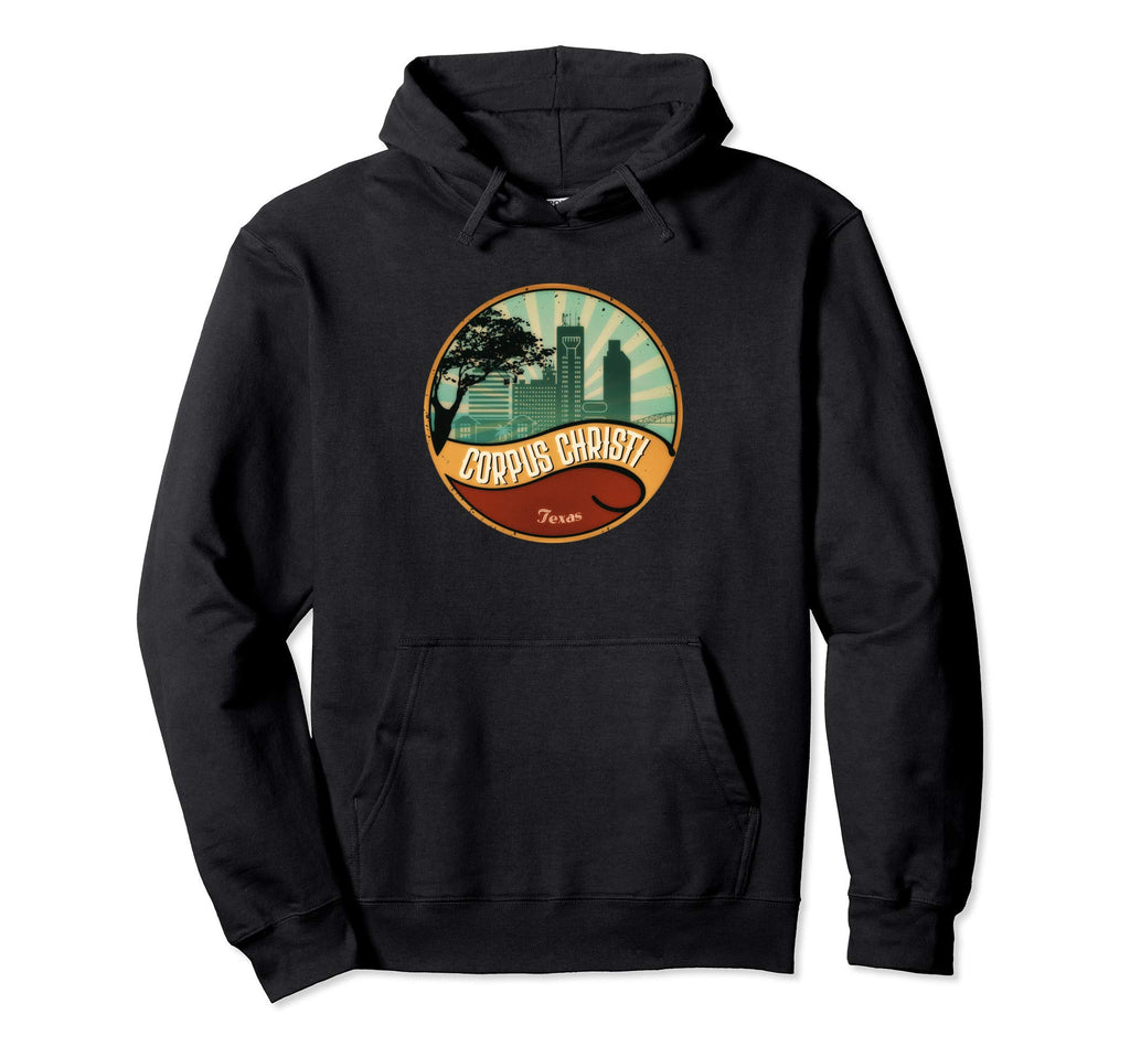 Corpus Christi Texas Skyline Distressed Hoodie - Trendy Graphic Unisex - T-Shirt, Sweatshirt, Hoodie