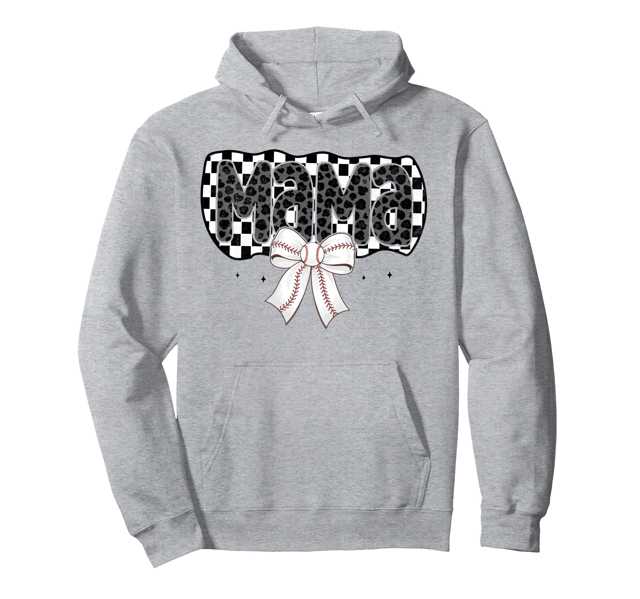 Baseball Checkered Mama Coquette Bow Hoodie - Graphic Print Unisex - T-Shirt, Sweatshirt, Hoodie
