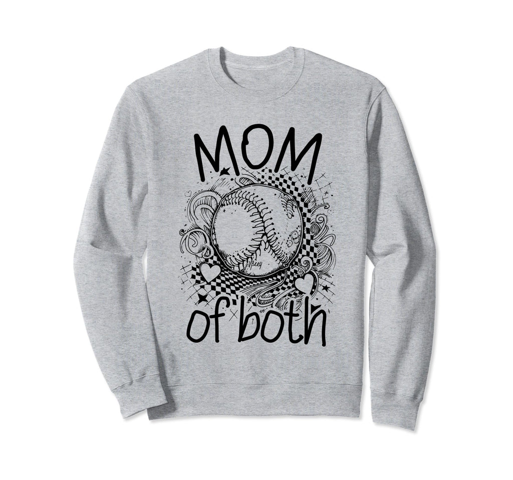 Mom Both Softball Baseball Mama Moms Sweatshirt - Minimalist Print Unisex - T-Shirt, Sweatshirt, Hoodie