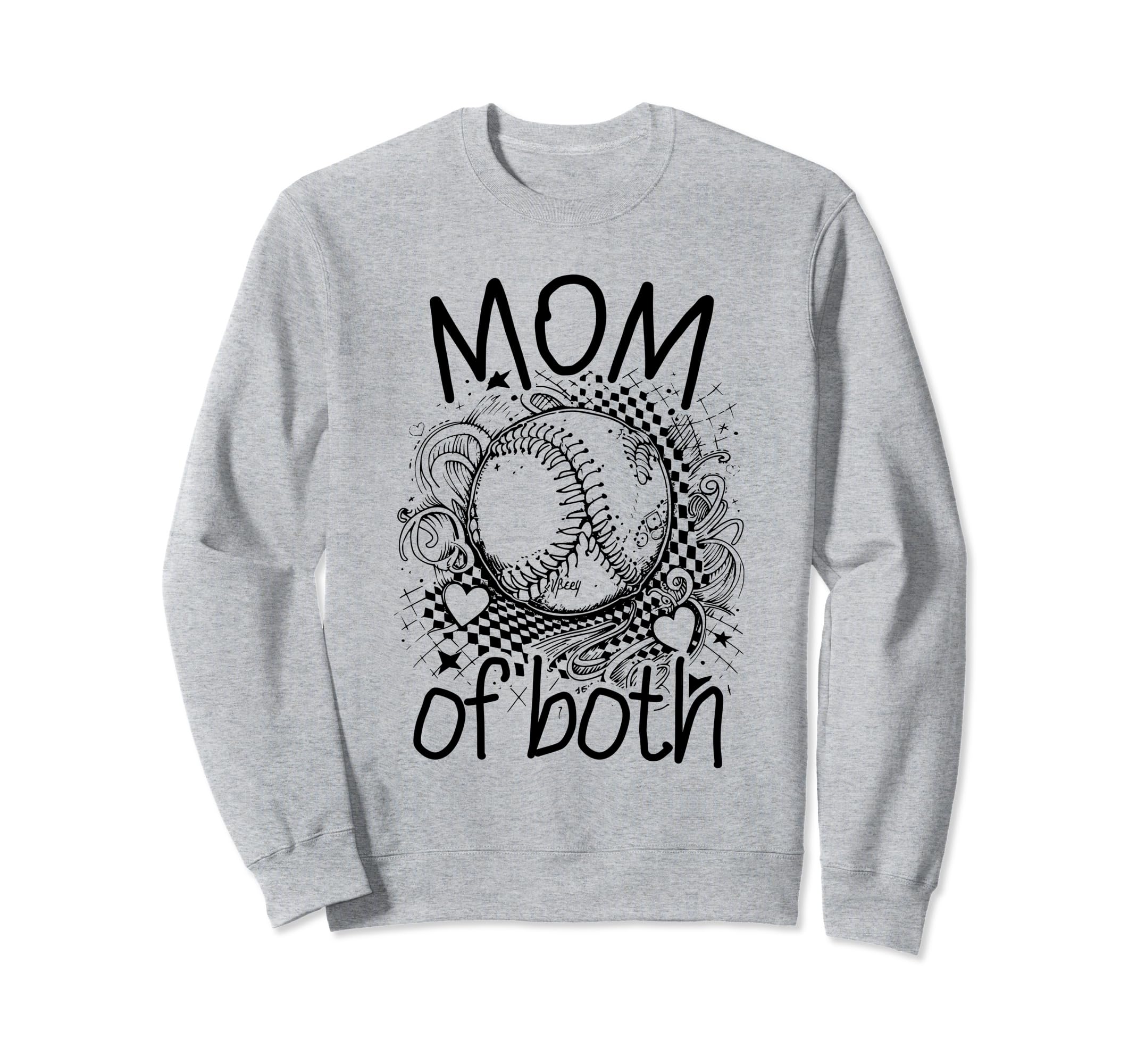 Mom Both Softball Baseball Mama Moms Sweatshirt - Minimalist Print Unisex - T-Shirt, Sweatshirt, Hoodie