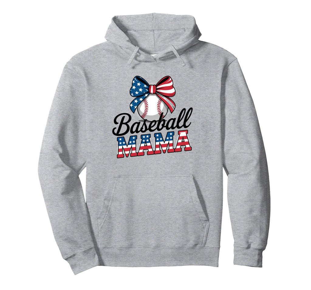 Coquette Bow American Baseball Mom Hoodie - Casual Everyday Wear Unisex - T-Shirt, Sweatshirt, Hoodie