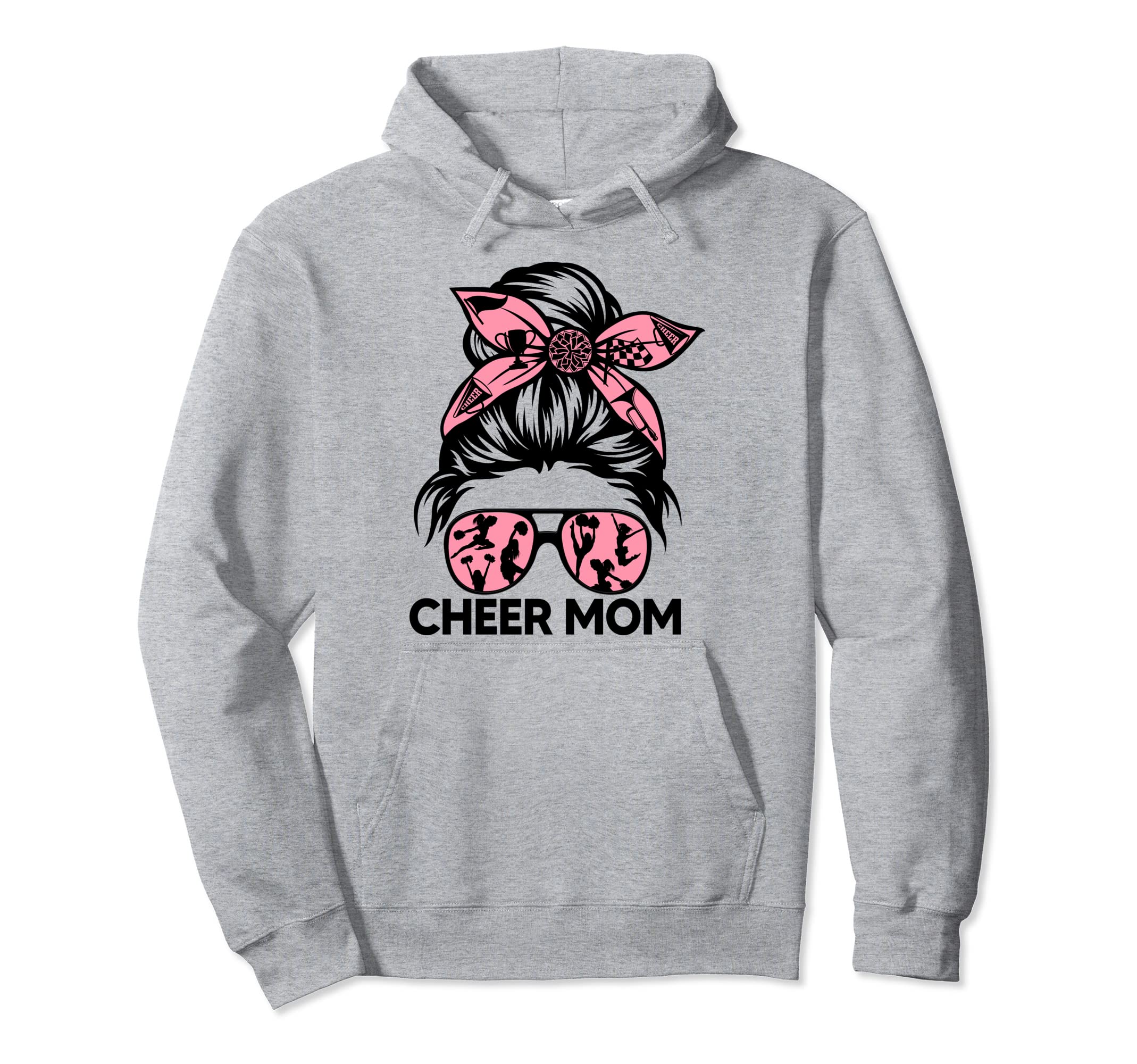 Mxjd Messy Bun Cheer Mom Cheerleader Hoodie - Aesthetic Graphic Unisex - T-Shirt, Sweatshirt, Hoodie