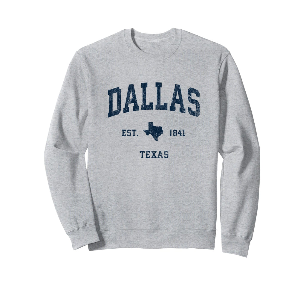 Dallas Texas Tx Athletic Navy Sweatshirt - Fun Novelty Design for Adults - T-Shirt, Sweatshirt, Hoodie