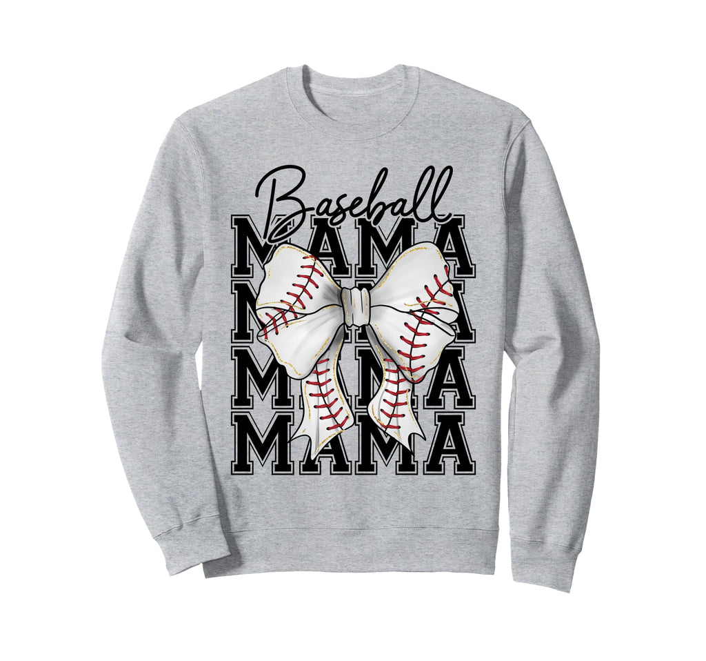 Baseball Mama Mom Coquette Bow Sweatshirt - Minimalist Print for Adults - T-Shirt, Sweatshirt, Hoodie