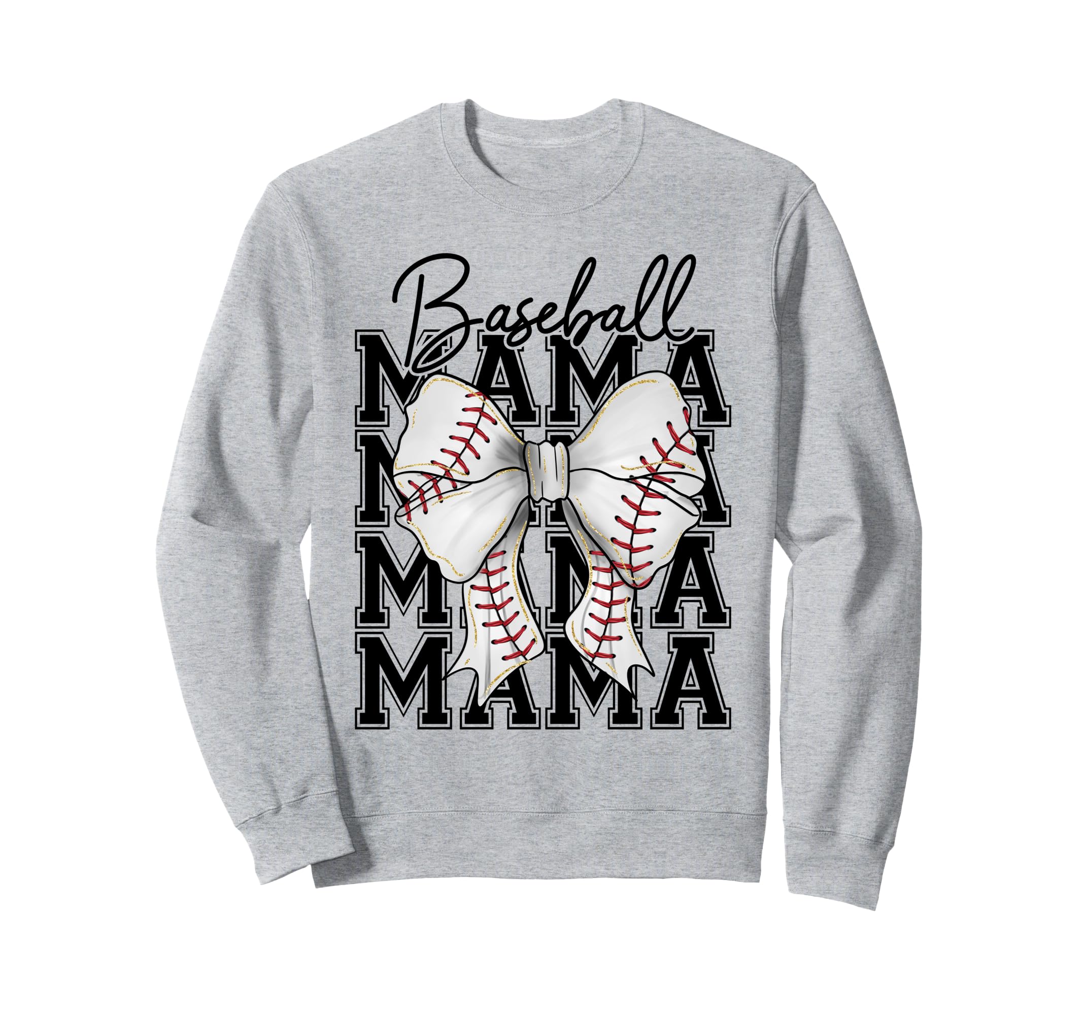 Baseball Mama Mom Coquette Bow Sweatshirt - Minimalist Print for Adults - T-Shirt, Sweatshirt, Hoodie