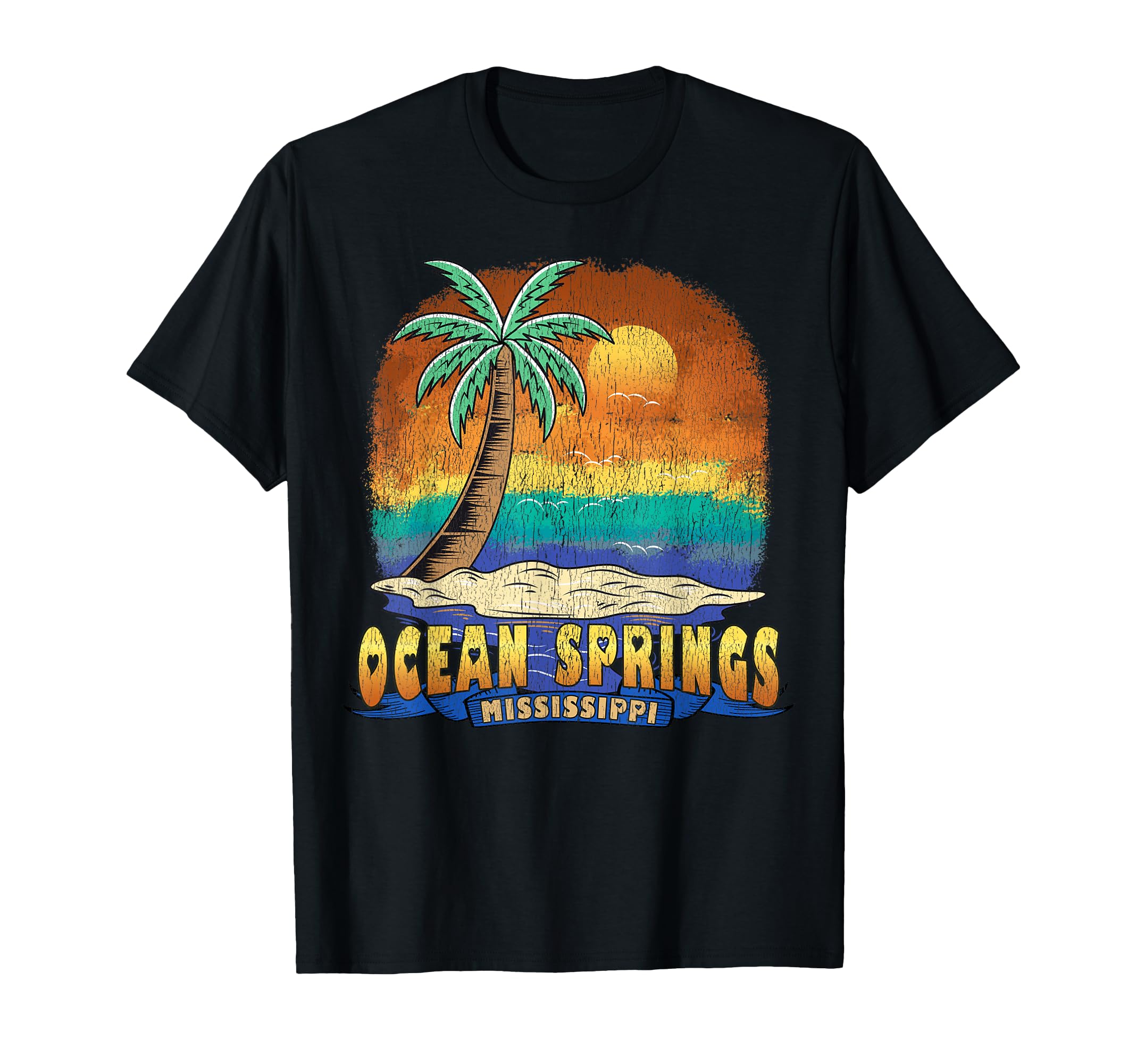 Ocean Springs Mississippi Distressed T-Shirt - Custom Art Print for Adults - T-Shirt, Sweatshirt, Hoodie