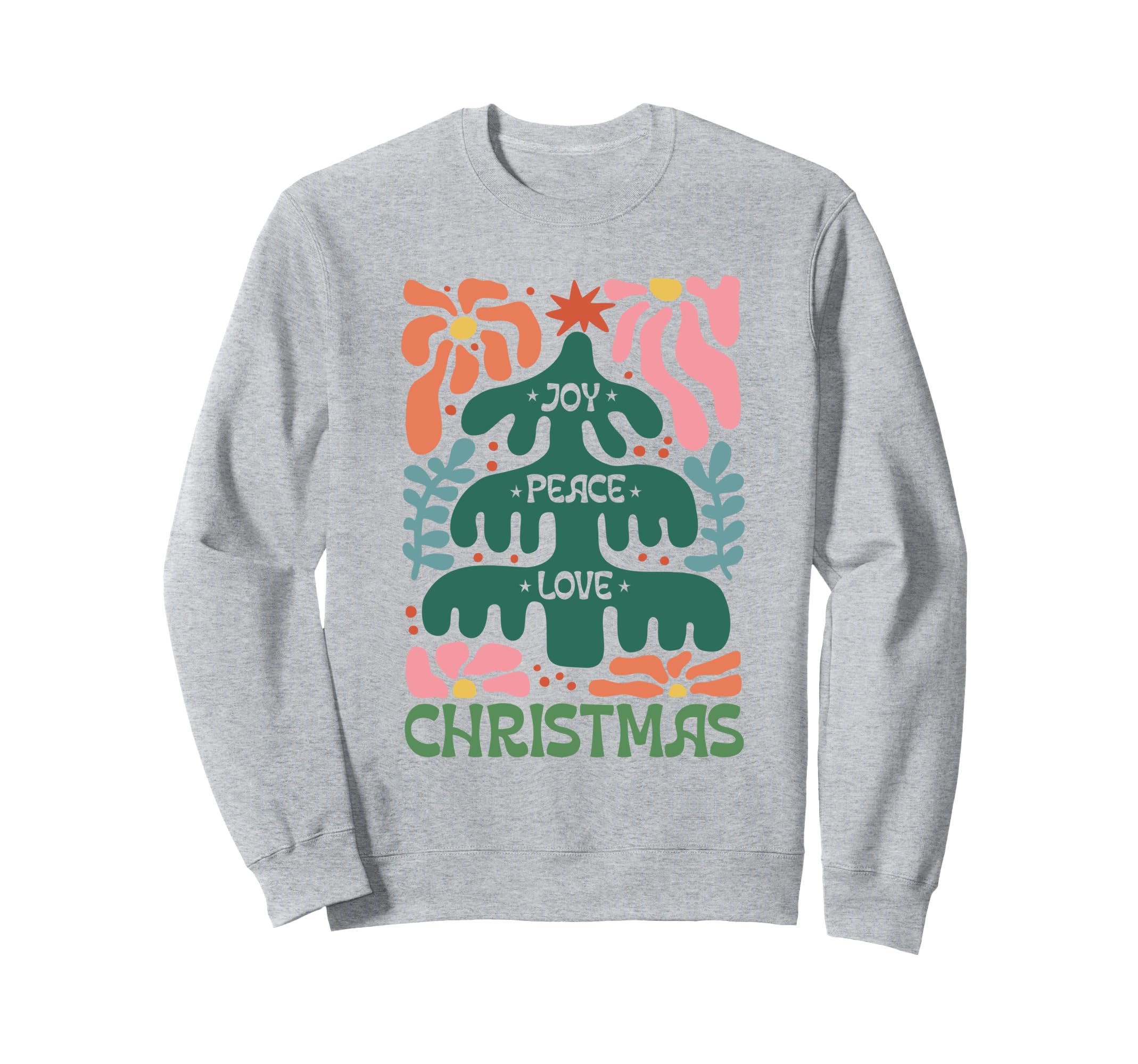 Joy Peace Love Boho Holiday Tree Sweatshirt - Minimalist Print for Adults - T-Shirt, Sweatshirt, Hoodie