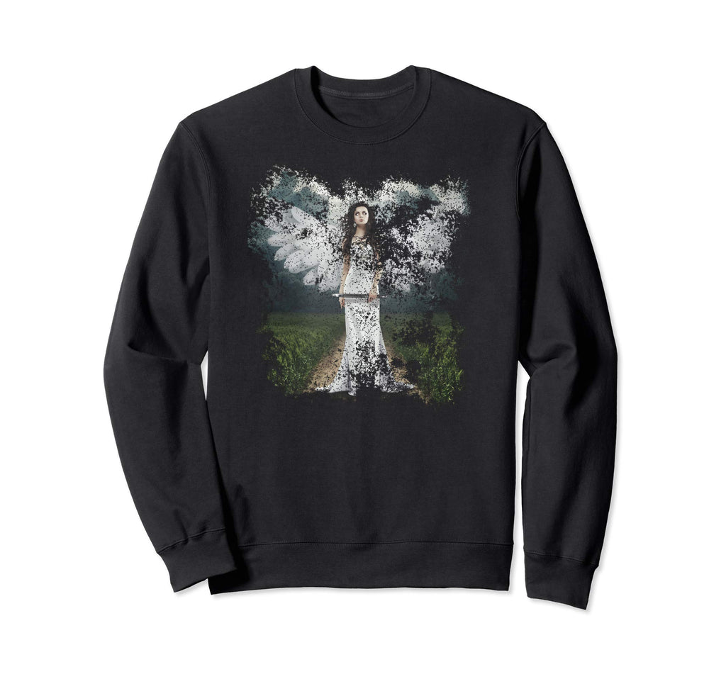 Angel Warrior Artistic Distressed Sweatshirt - Novelty Apparel Unisex - T-Shirt, Sweatshirt, Hoodie