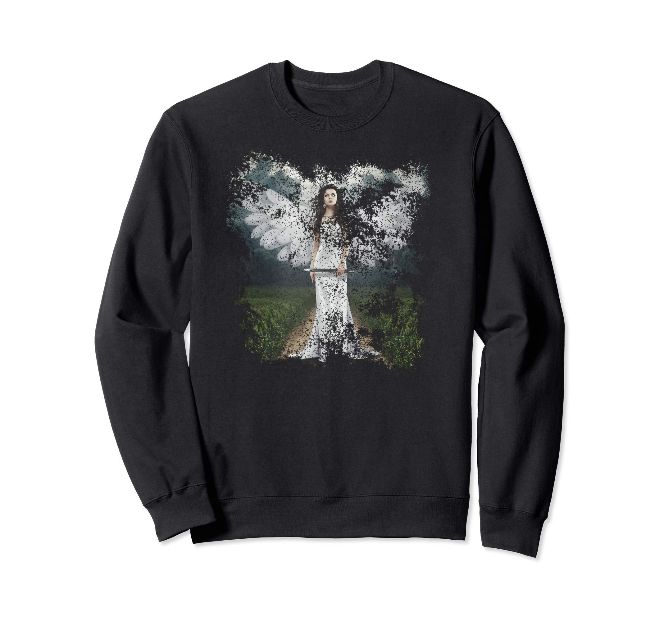 Angel Warrior Artistic Distressed Sweatshirt - Novelty Apparel Unisex - T-Shirt, Sweatshirt, Hoodie