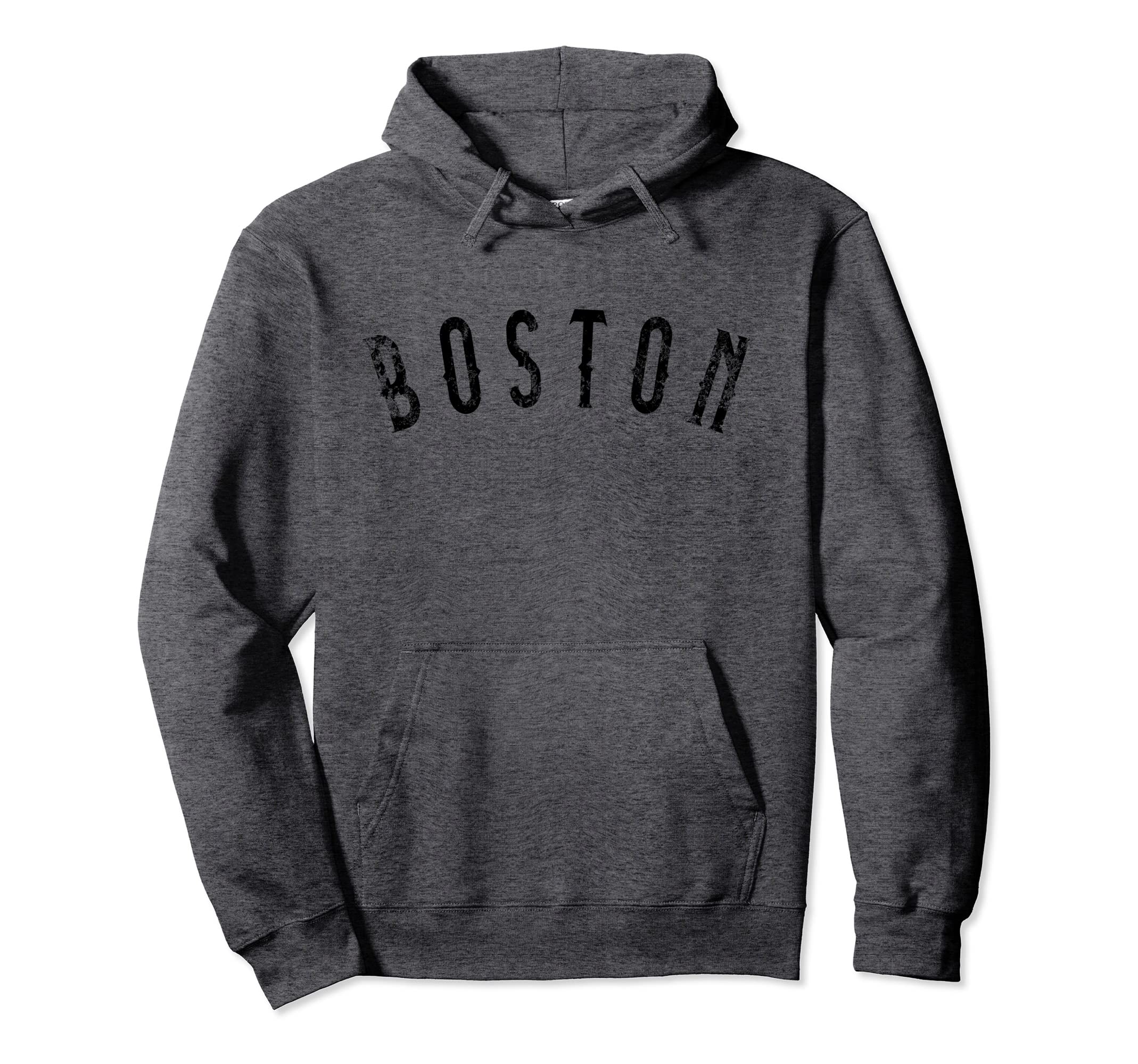 Boston Distressed Black Text Bos Hoodie - Aesthetic Graphic Men Women - T-Shirt, Sweatshirt, Hoodie