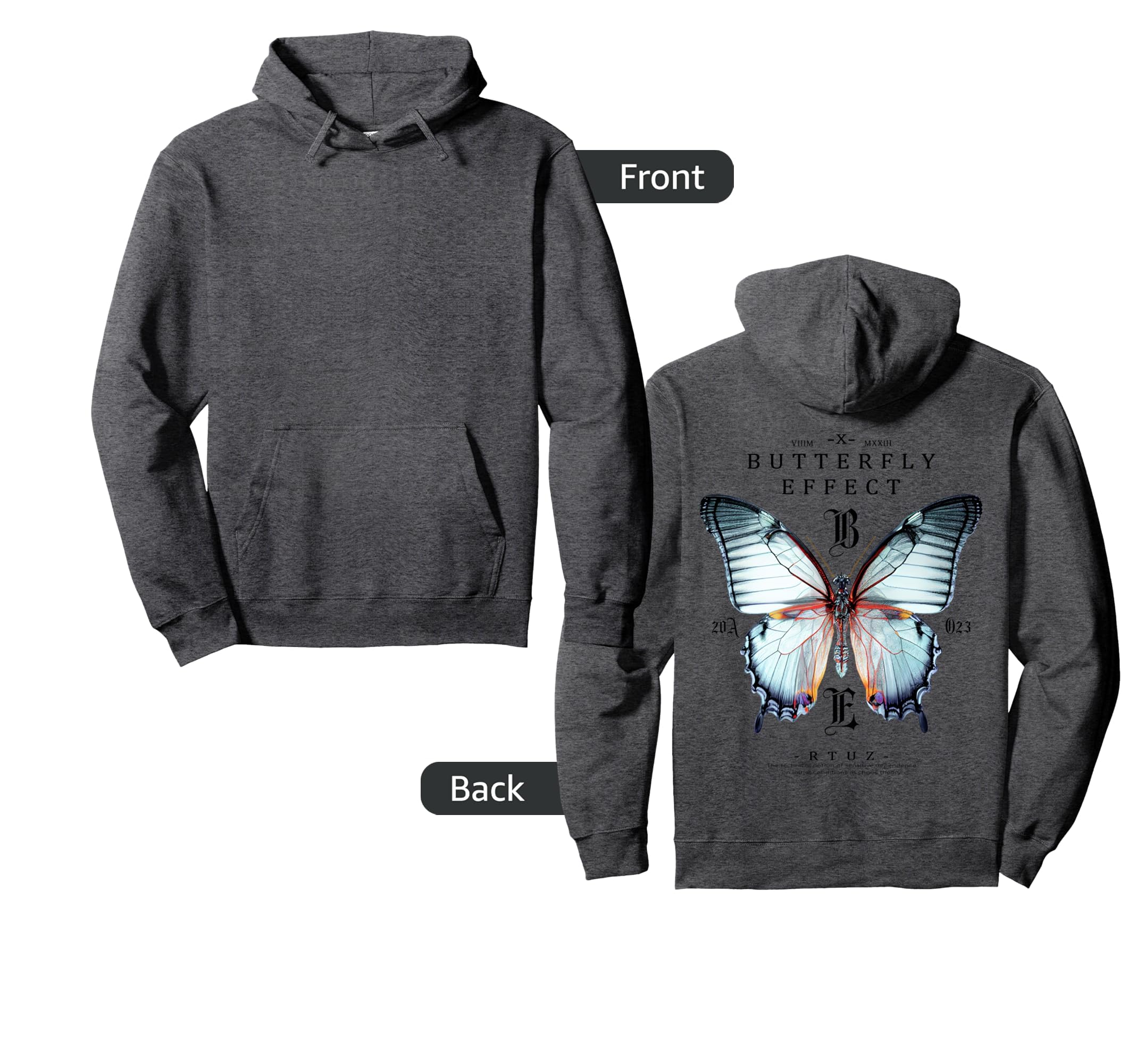 Y2K Back Streetwear Butterfly Hoodie - Casual Everyday Wear for Adults - T-Shirt, Sweatshirt, Hoodie