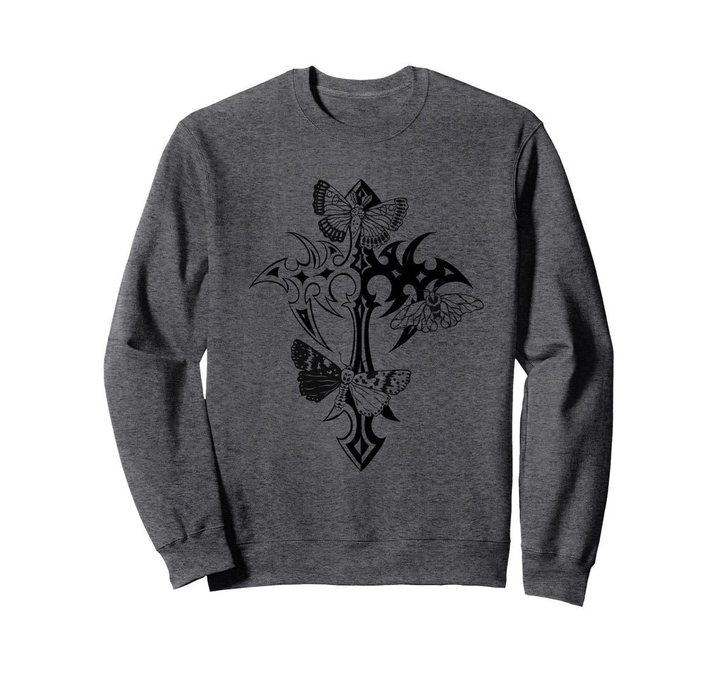 Gothic Cross Moth Y2K Mall Trad Sweatshirt - Streetwear Style for Adults - T-Shirt, Sweatshirt, Hoodie