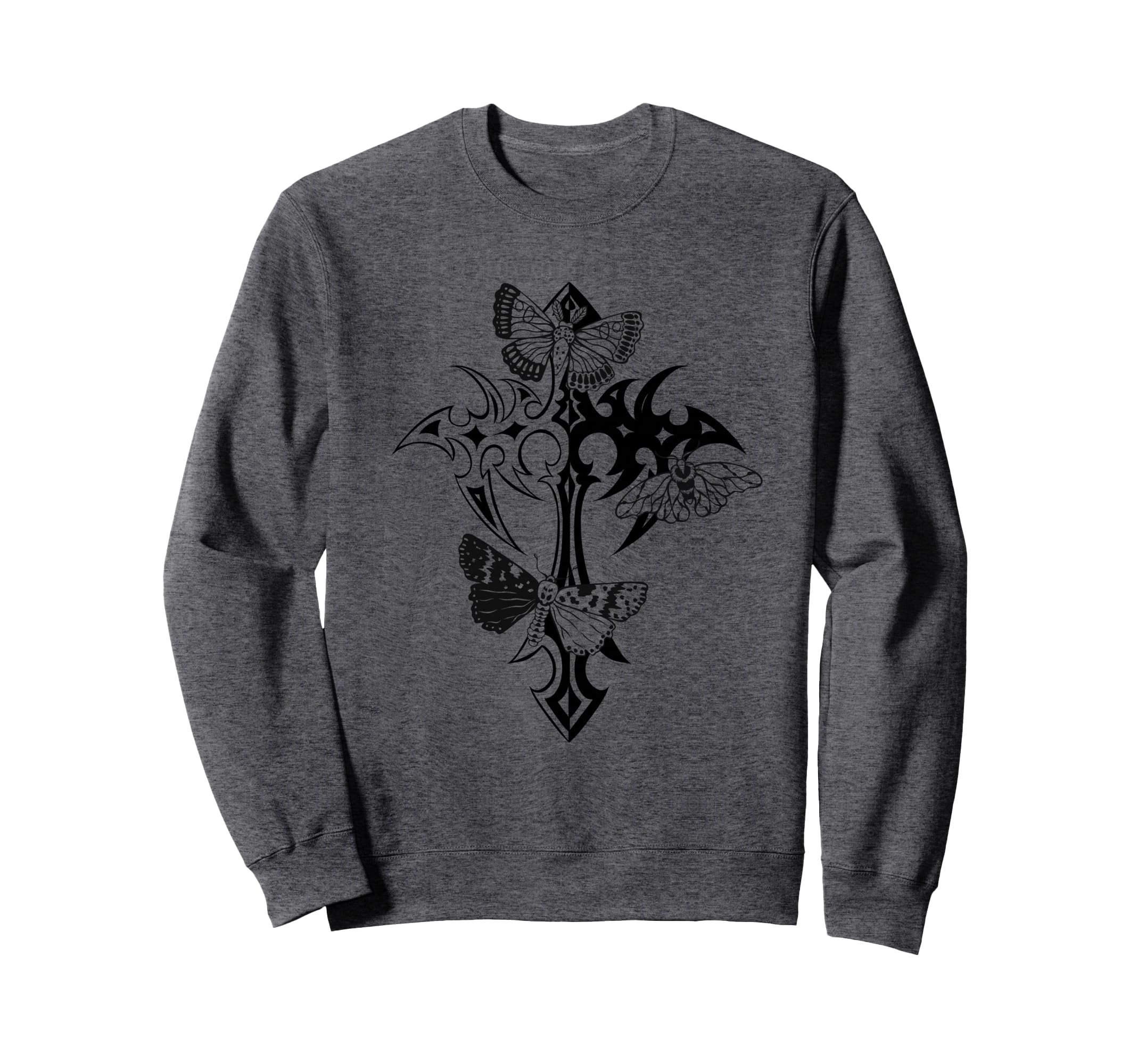 Gothic Cross Moth Y2K Mall Trad Sweatshirt - Streetwear Style for Adults - T-Shirt, Sweatshirt, Hoodie
