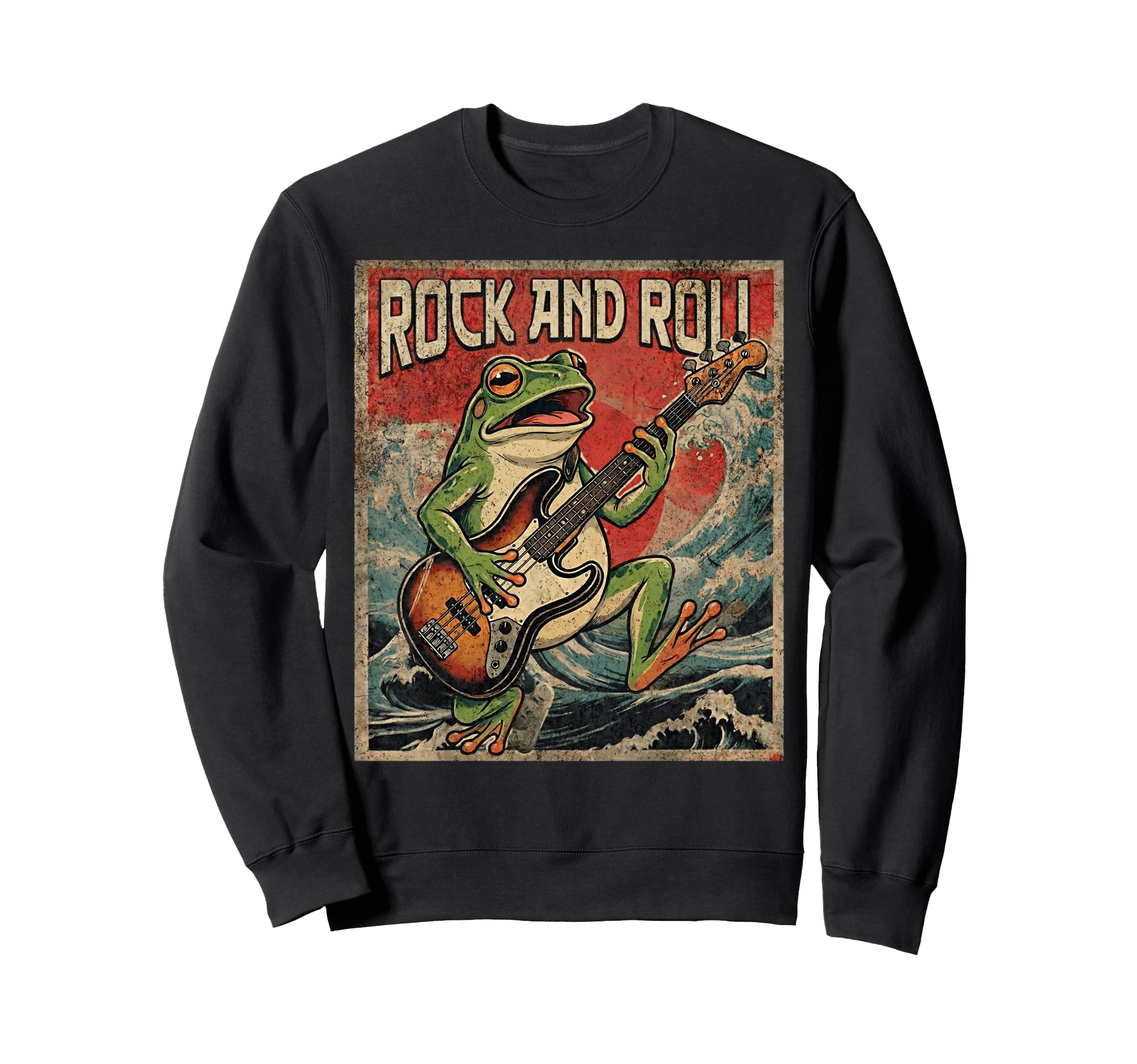 Frog Playing Bass Guitar Rock Rock Sweatshirt - Novelty Apparel Men Women - T-Shirt, Sweatshirt, Hoodie