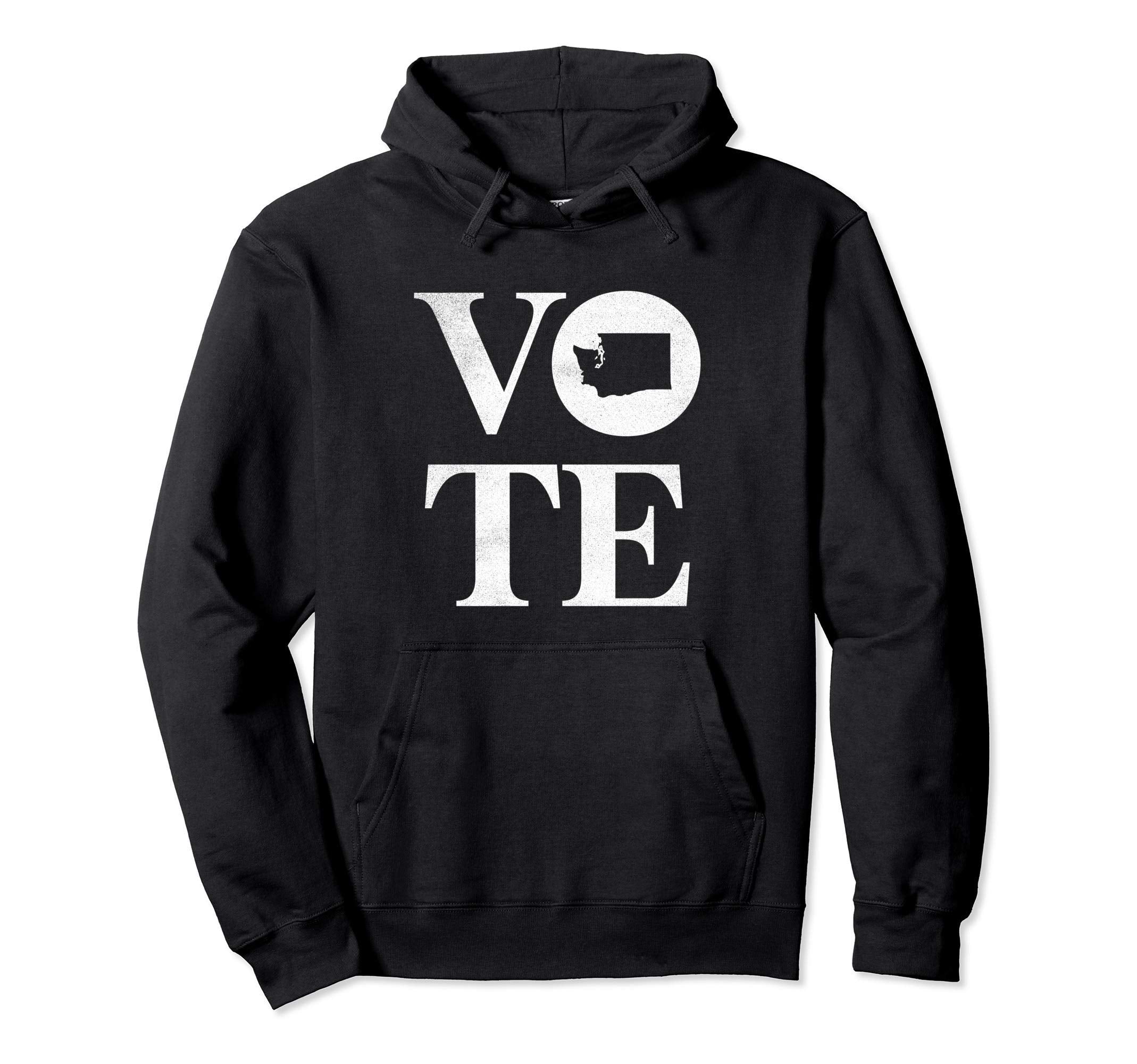 Vote Washingston State Distressed Hoodie - Trendy Graphic Unisex - T-Shirt, Sweatshirt, Hoodie