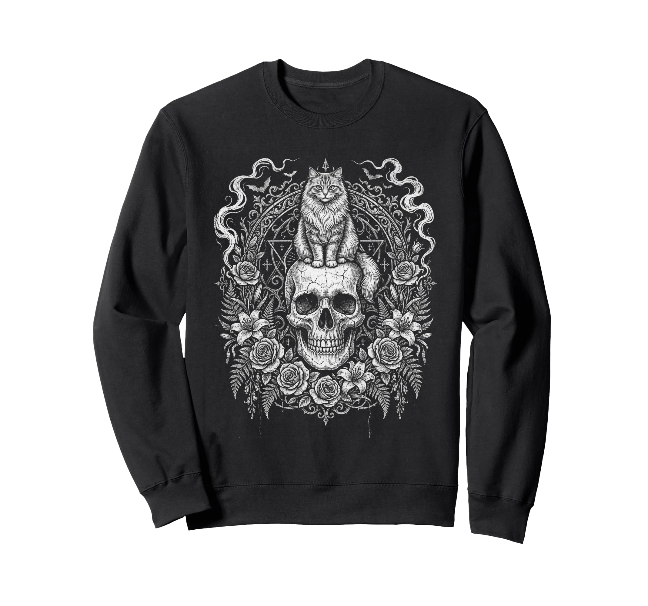 Skull Cat Skeleton Kitty Kitten Sweatshirt - Unique Graphic Men Women - T-Shirt, Sweatshirt, Hoodie