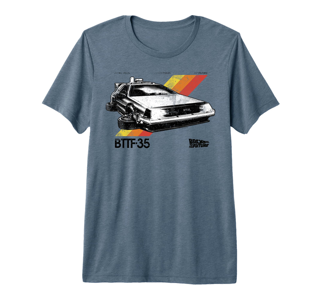 Back To Future 35Th Stripe Delorean Tri T-Shirt - Minimalist Print Unisex - T-Shirt, Sweatshirt, Hoodie