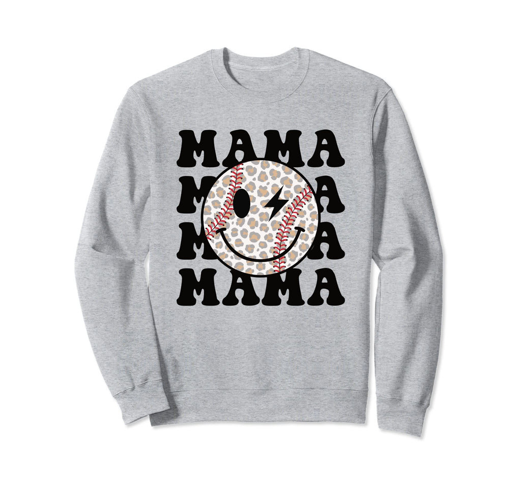 Baseball Mama Happy Face Sweatshirt - Fun Novelty Design for Adults - T-Shirt, Sweatshirt, Hoodie