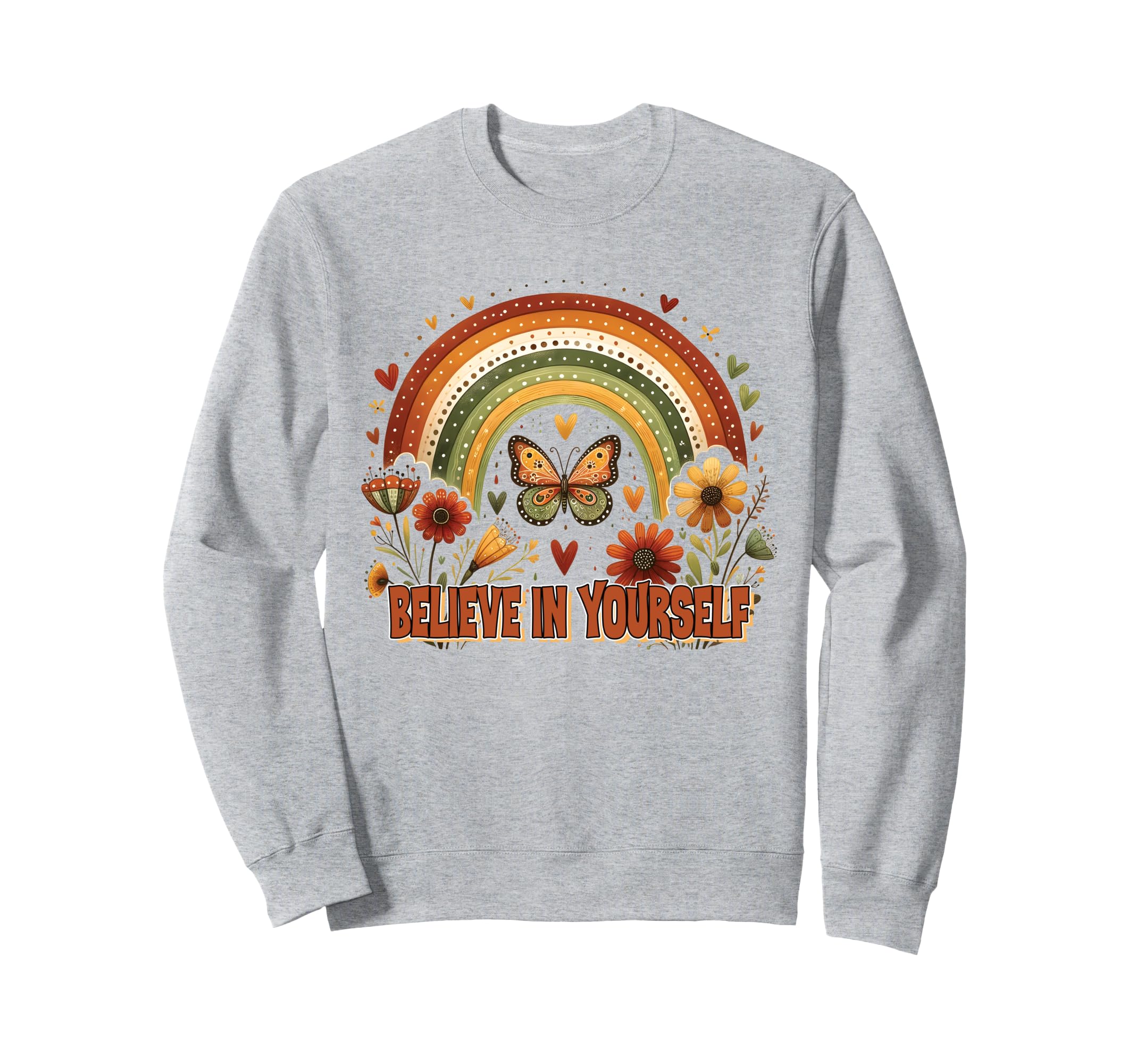 Boho Rainbow Butterfly Floral Sweatshirt - Unique Graphic for Adults - T-Shirt, Sweatshirt, Hoodie