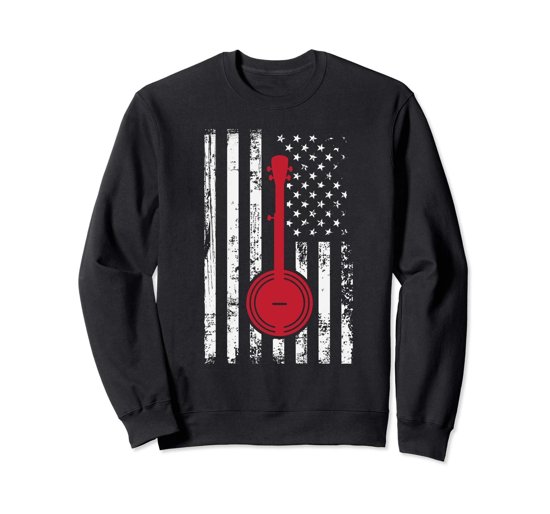 Banjo Usa America Flag Distressed Sweatshirt - Minimalist Print Men Women - T-Shirt, Sweatshirt, Hoodie