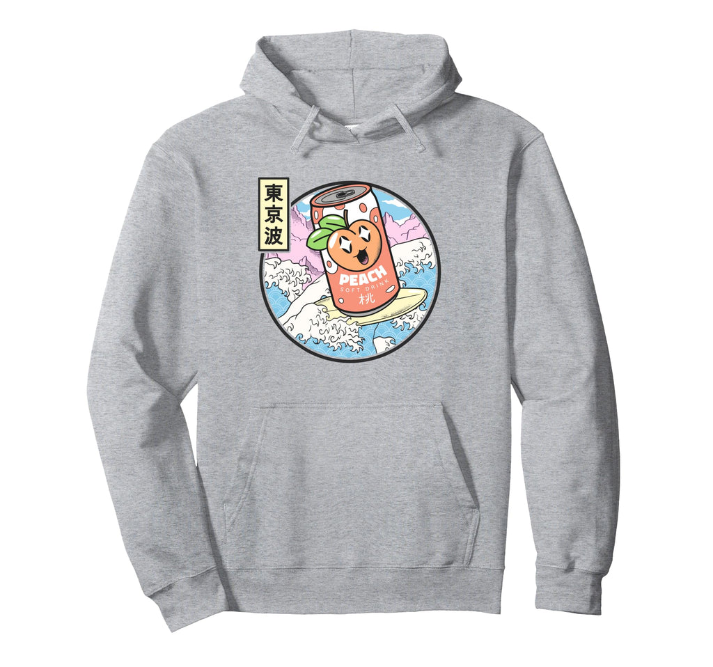 Surfing Peach Soda Japanese Waves Hoodie - Aesthetic Graphic for Adults - T-Shirt, Sweatshirt, Hoodie