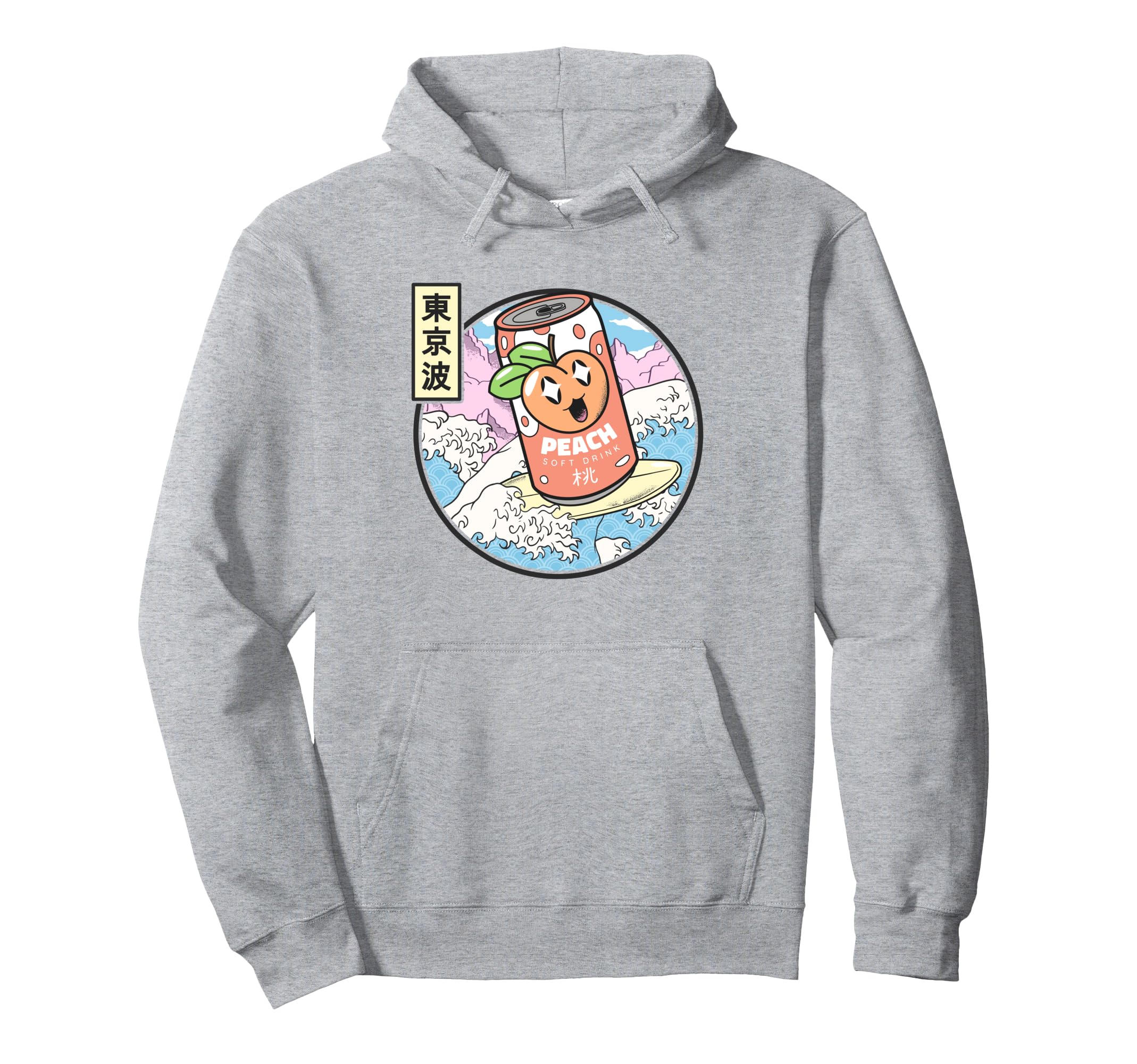 Surfing Peach Soda Japanese Waves Hoodie - Aesthetic Graphic for Adults - T-Shirt, Sweatshirt, Hoodie