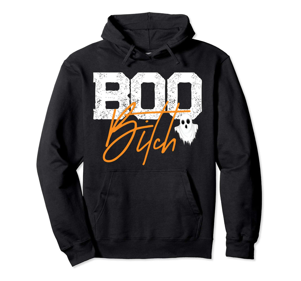 Boo Bitch Ghost Distressed Halloween Hoodie - Minimalist Print Men Women - T-Shirt, Sweatshirt, Hoodie
