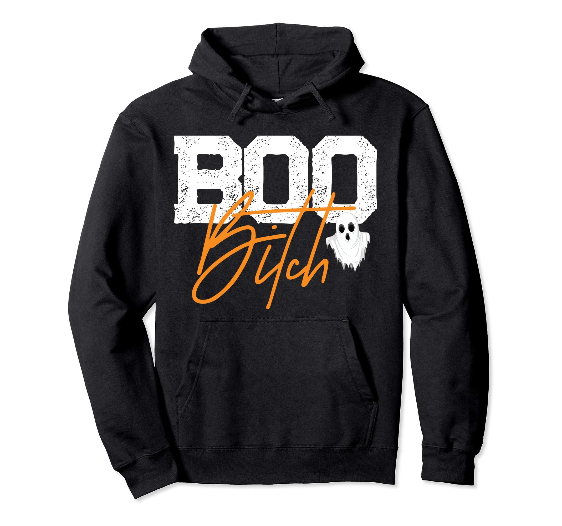 Boo Bitch Ghost Distressed Halloween Hoodie - Minimalist Print Men Women - T-Shirt, Sweatshirt, Hoodie