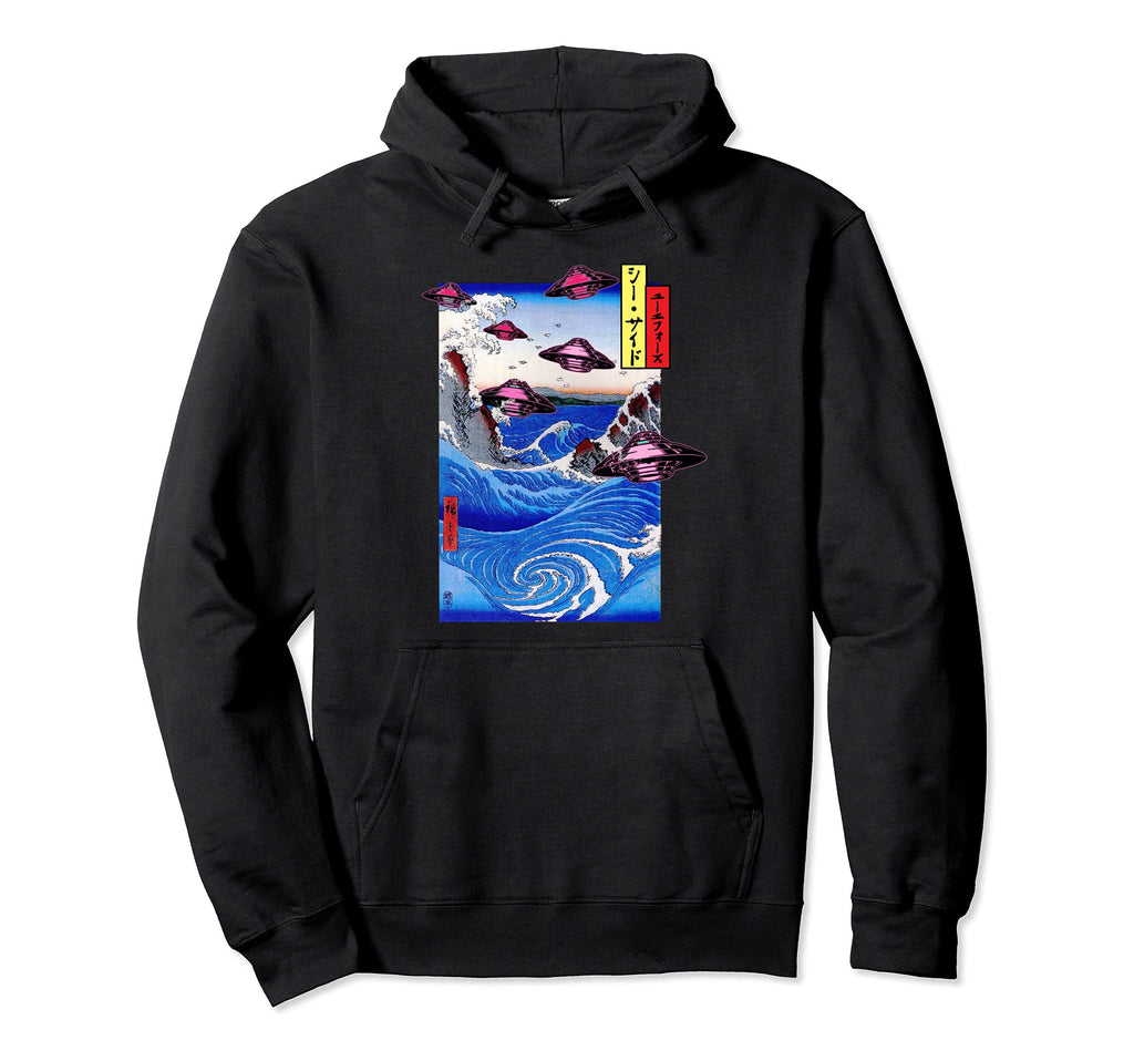 Ufos Japanese Ocean Ufo Flying Hoodie - Fun Novelty Design Men Women - T-Shirt, Sweatshirt, Hoodie