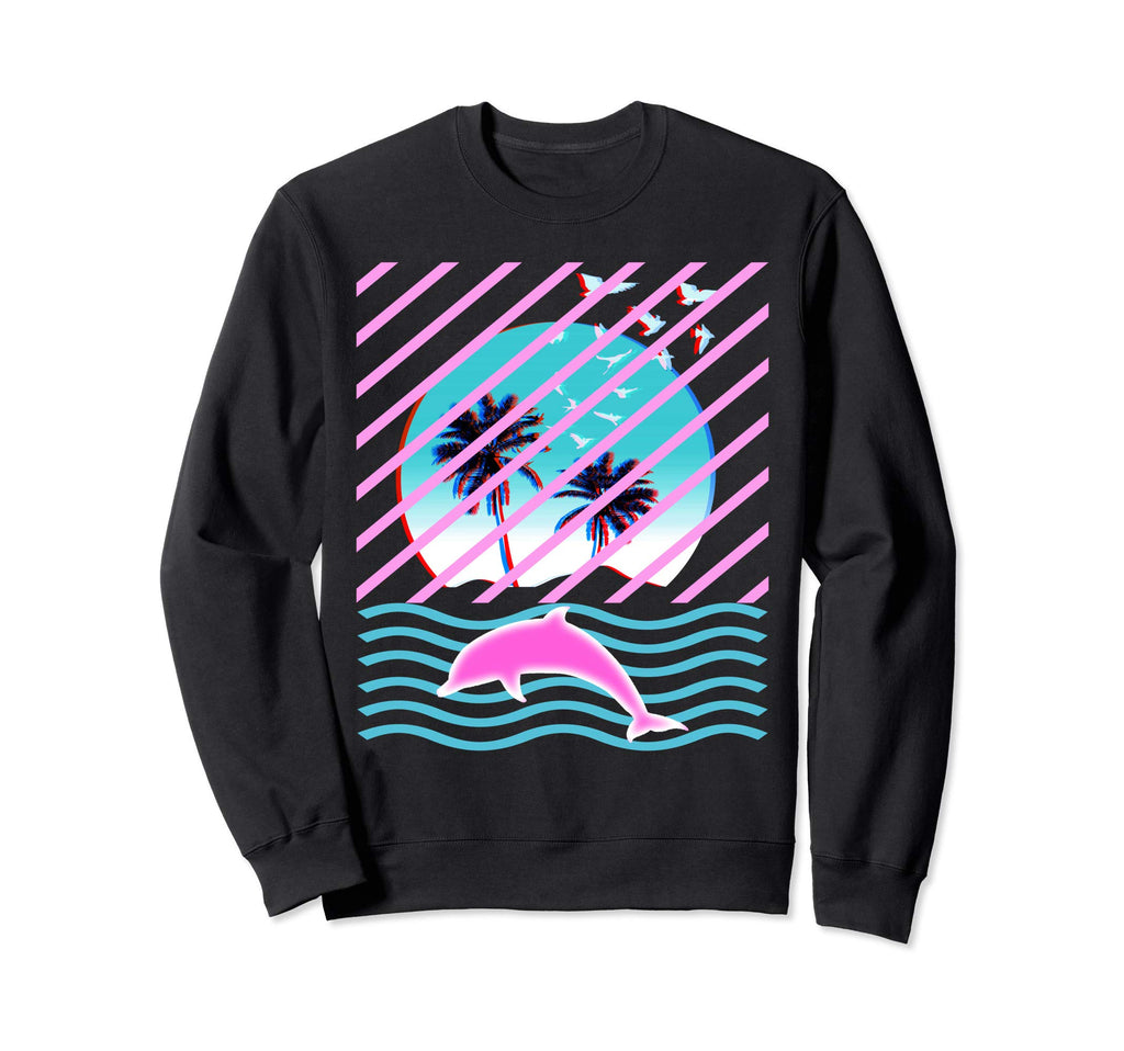 Aesthetic Vaporwave Dolphin Sweatshirt - Casual Everyday Wear Unisex - T-Shirt, Sweatshirt, Hoodie